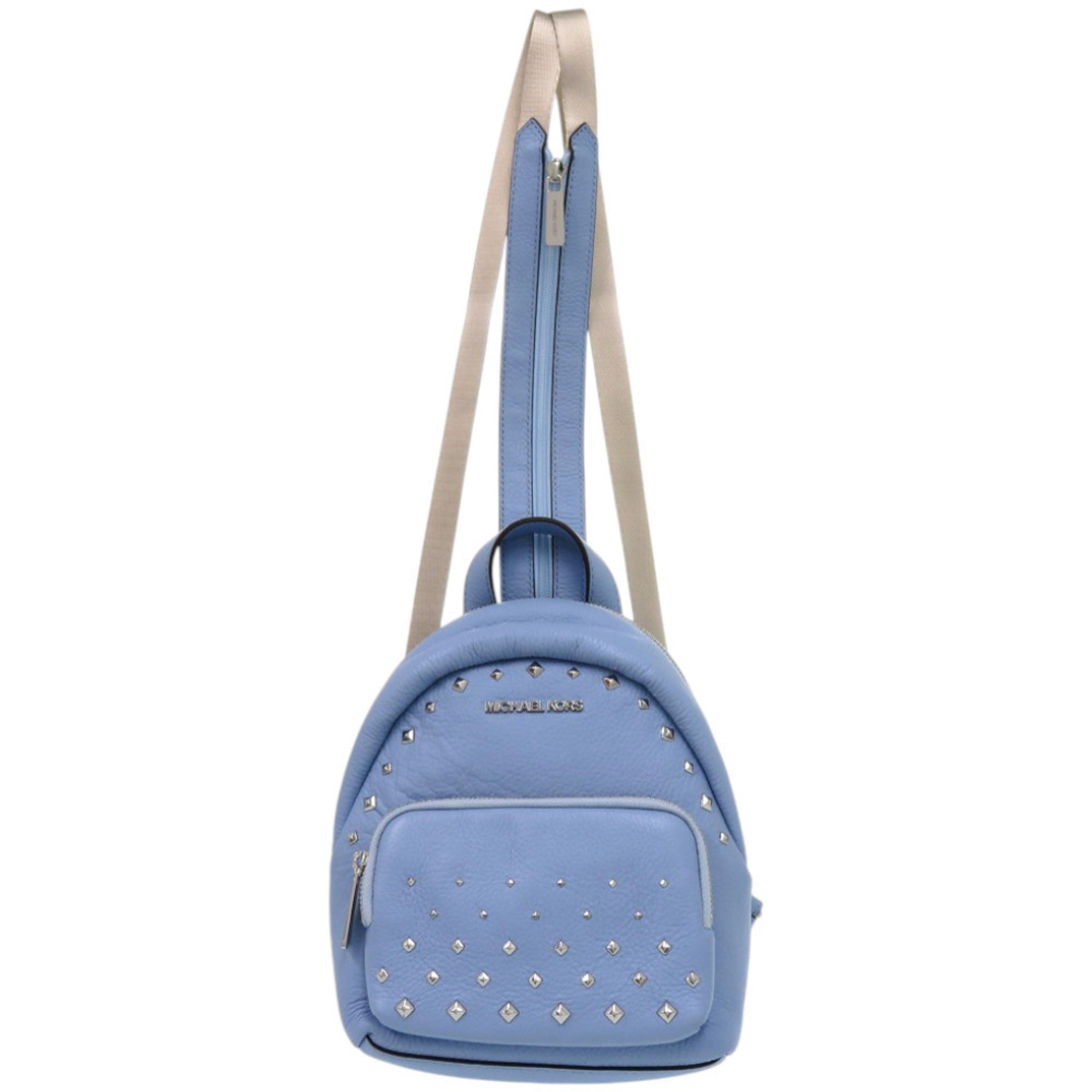 Michael Kors Beige Light Blue Coated Canvas Backpack (Pre-Owned)