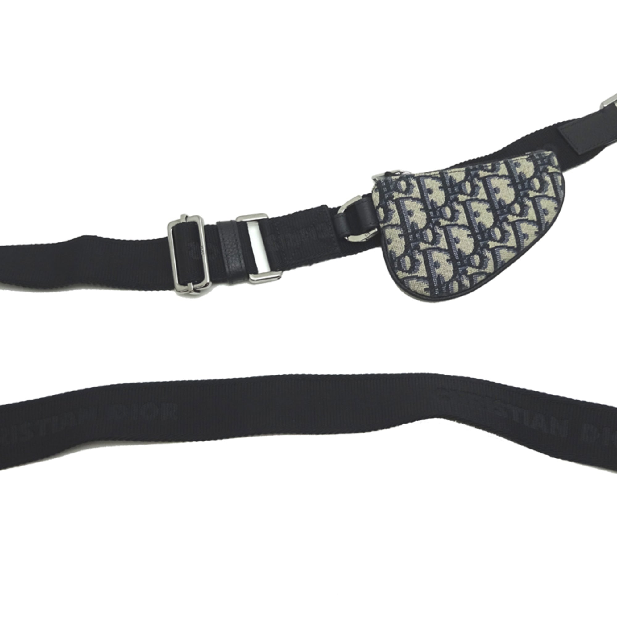 Christian Dior Navy Jacquard Pouch Shoulder Bag (Pre-Owned)