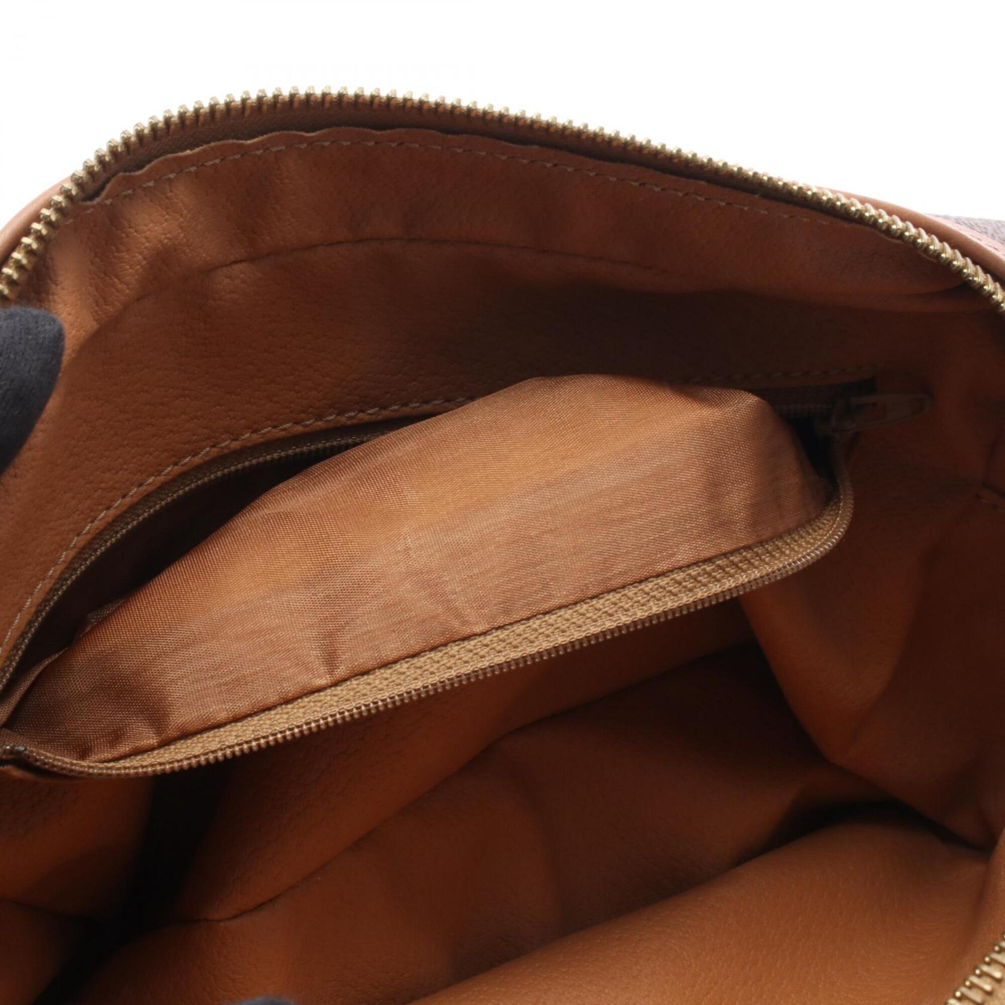 Celine Brown Coated Canvas Leather Handbag Shoulder Bag (Pre-Owned)