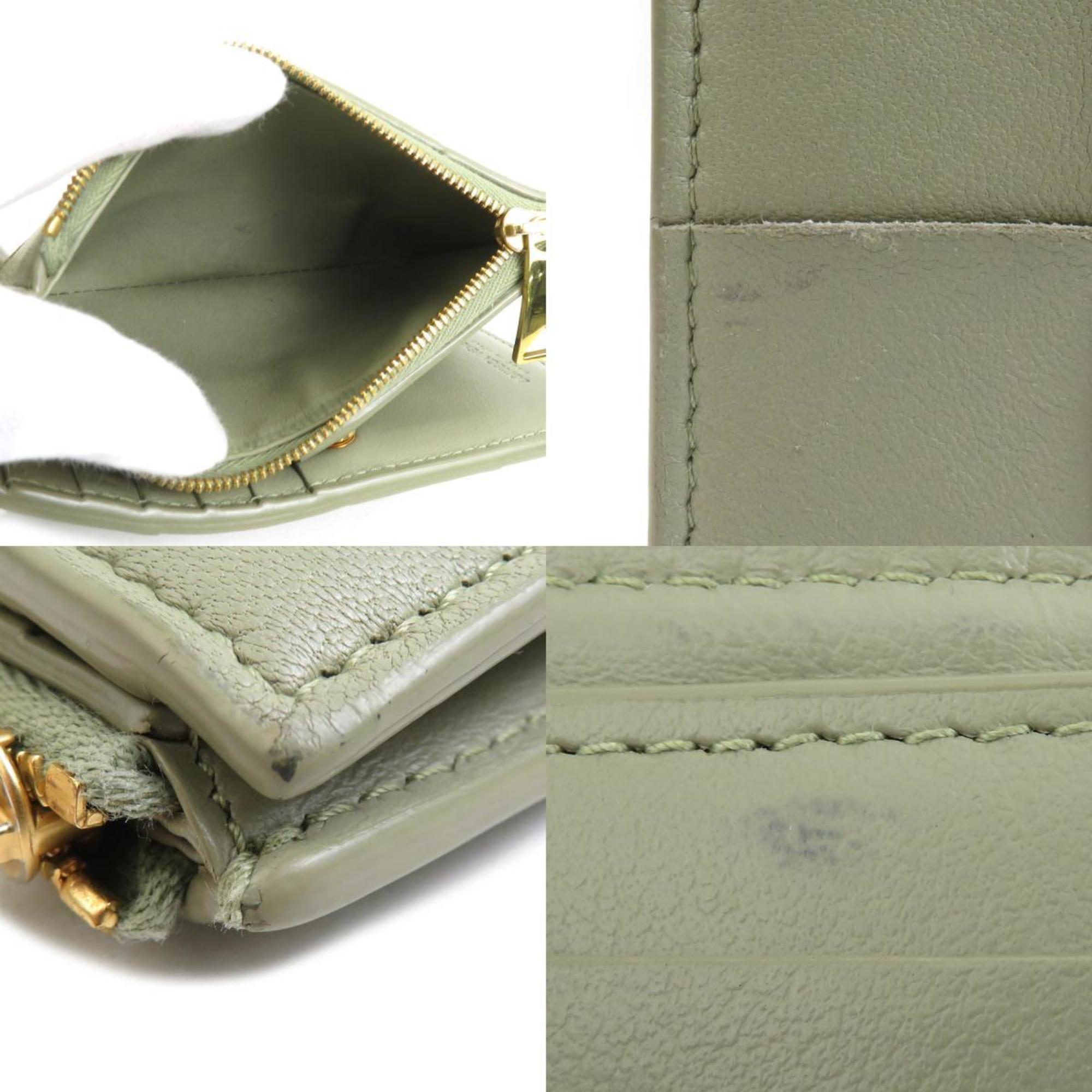 Bottega Veneta Green Leather Wallet (Bi-Fold) (Pre-Owned)