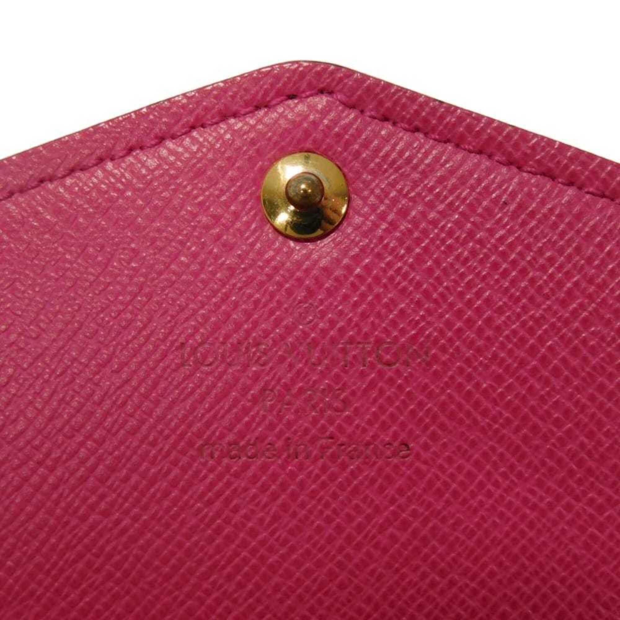 Louis Vuitton Brown Hot Pink Monogram Canvas Leather Long Wallet (Bi-Fold) (Pre-Owned)