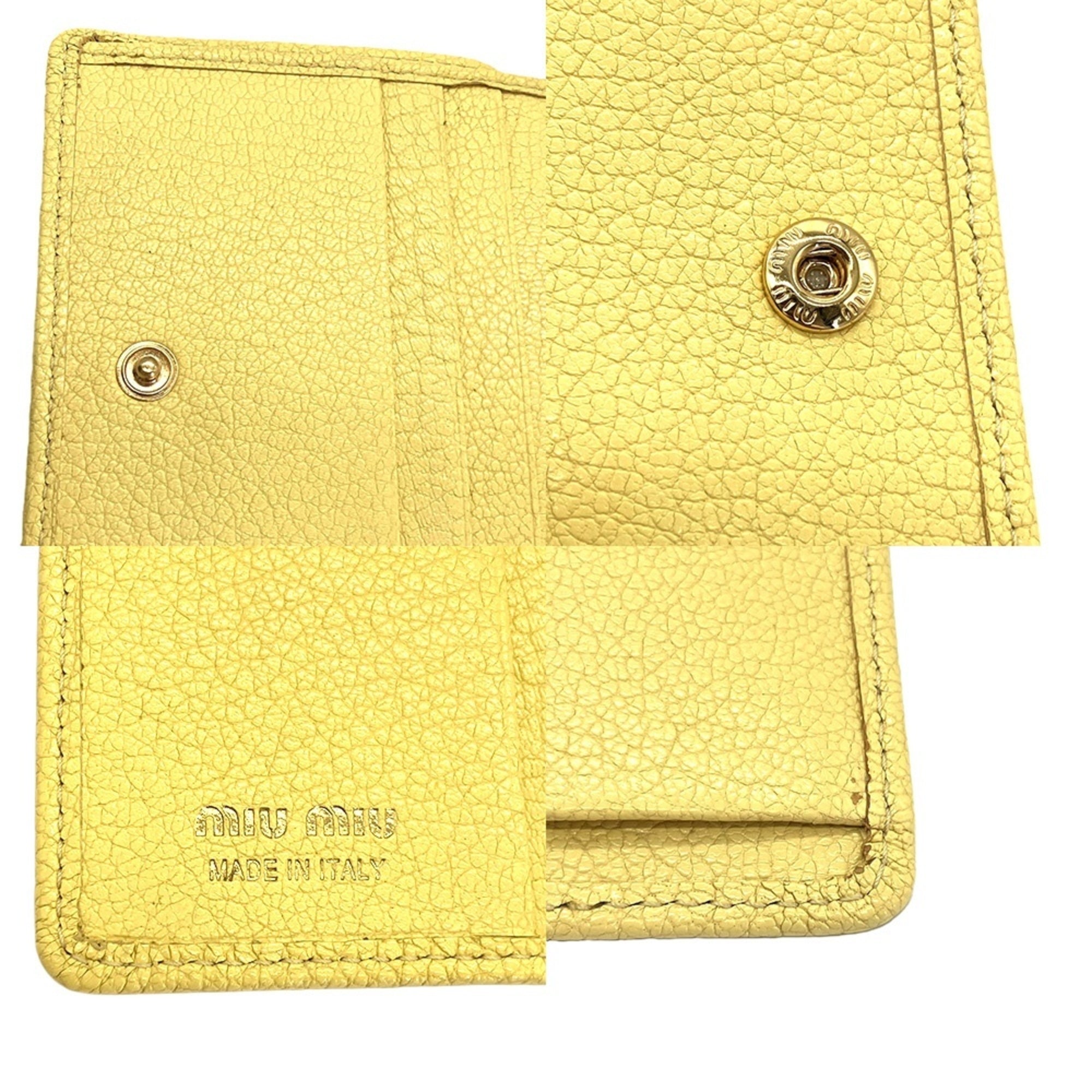 Miu Miu Lemon Yellow Leather Wallet (Bi-Fold) (Pre-Owned)