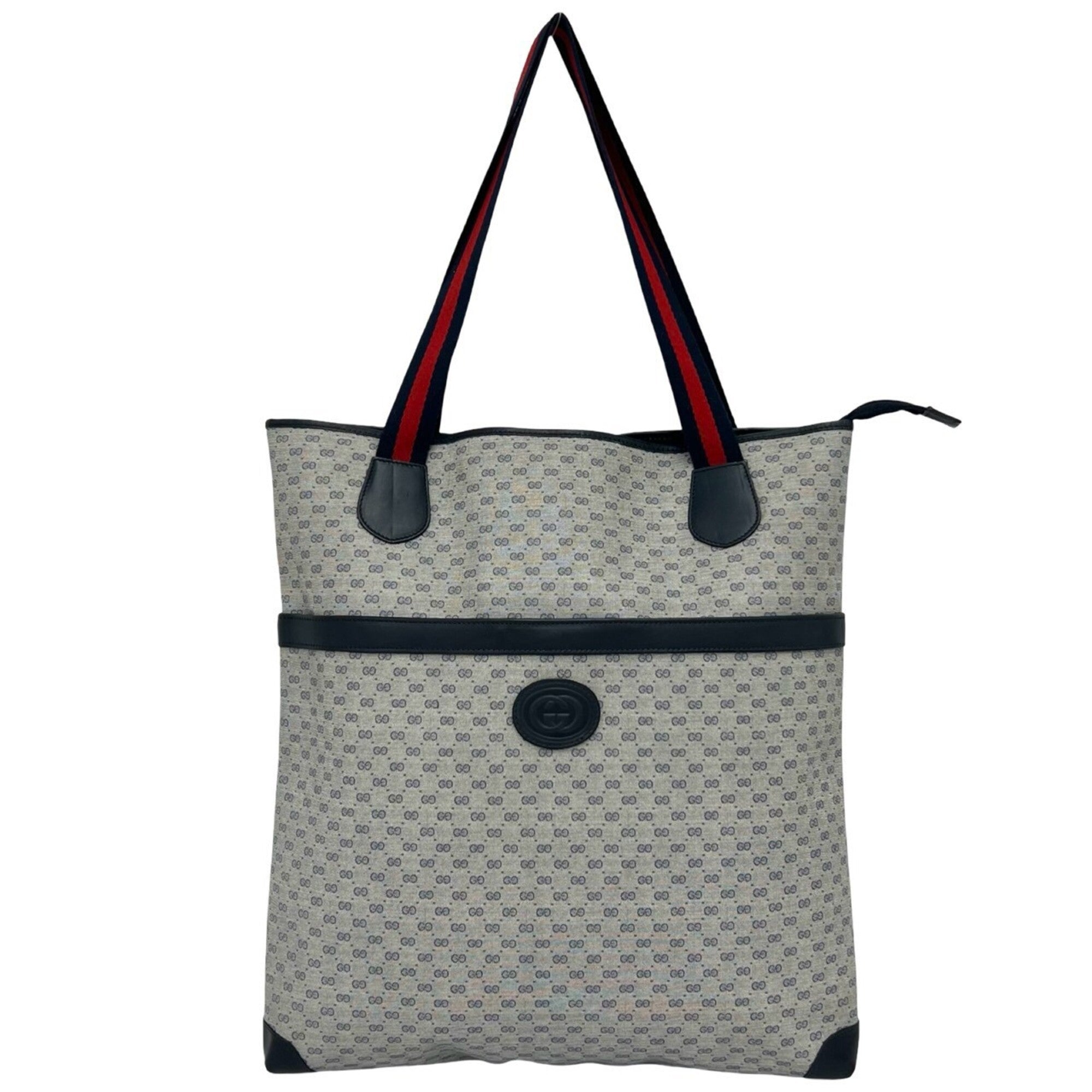 Gucci Navy Red Color Leather Pvc Shoulder Bag Tote Bag (Pre-Owned)