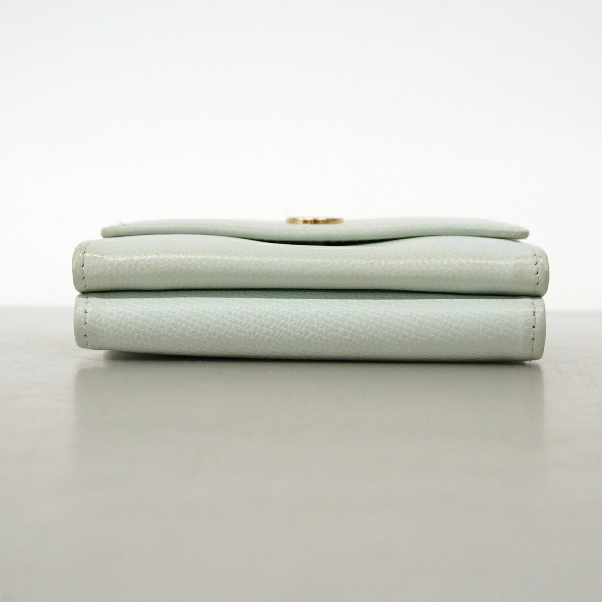 Chanel Light Green Grained Calfskin Wallet (Tri-Fold) (Pre-Owned)