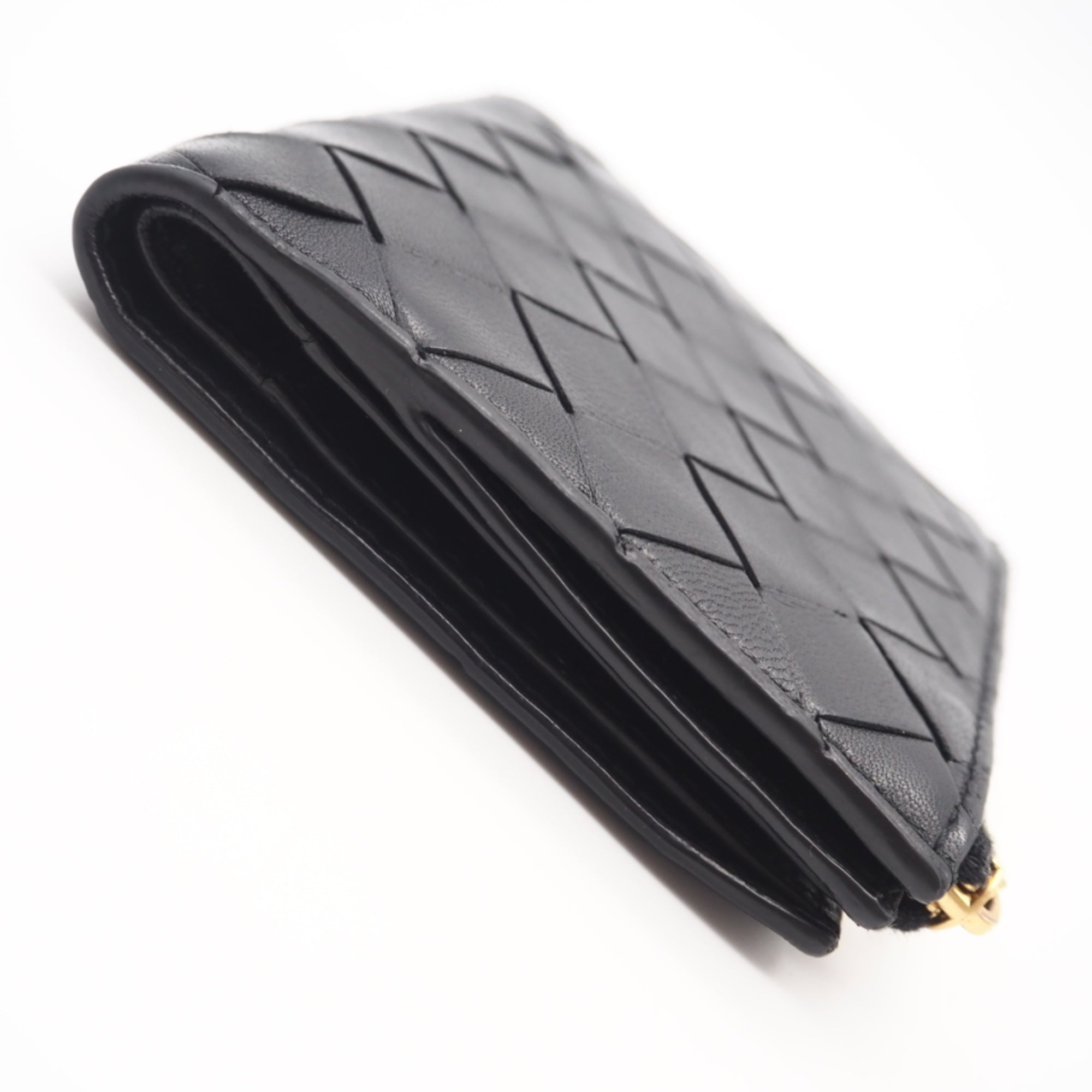 Bottega Veneta Intrecciato Black Leather Wallet (Bi-Fold) (Pre-Owned)
