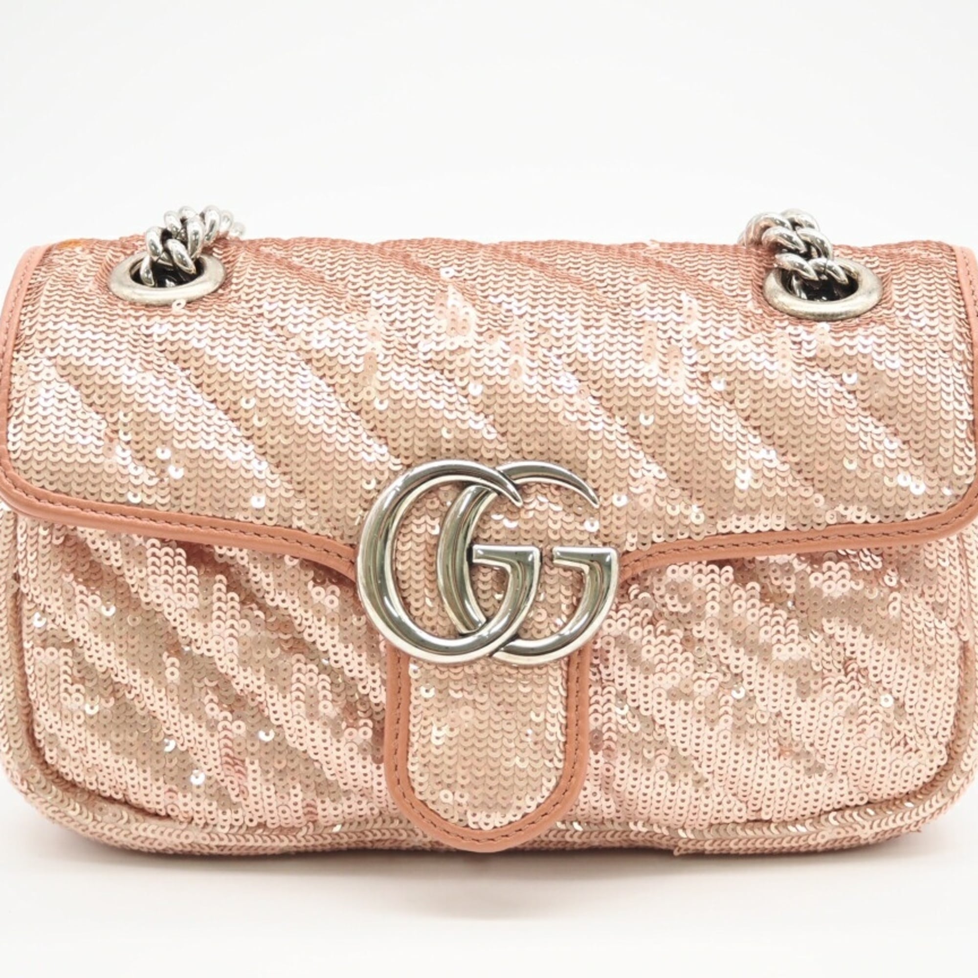 Gucci Pink Leather Spangles Shoulder Bag (Pre-Owned)