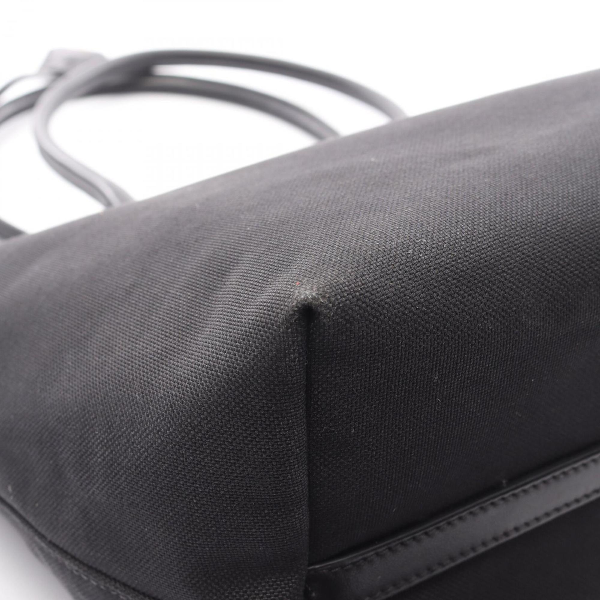 Prada Black Canvas Leather Tote Bag (Pre-Owned)