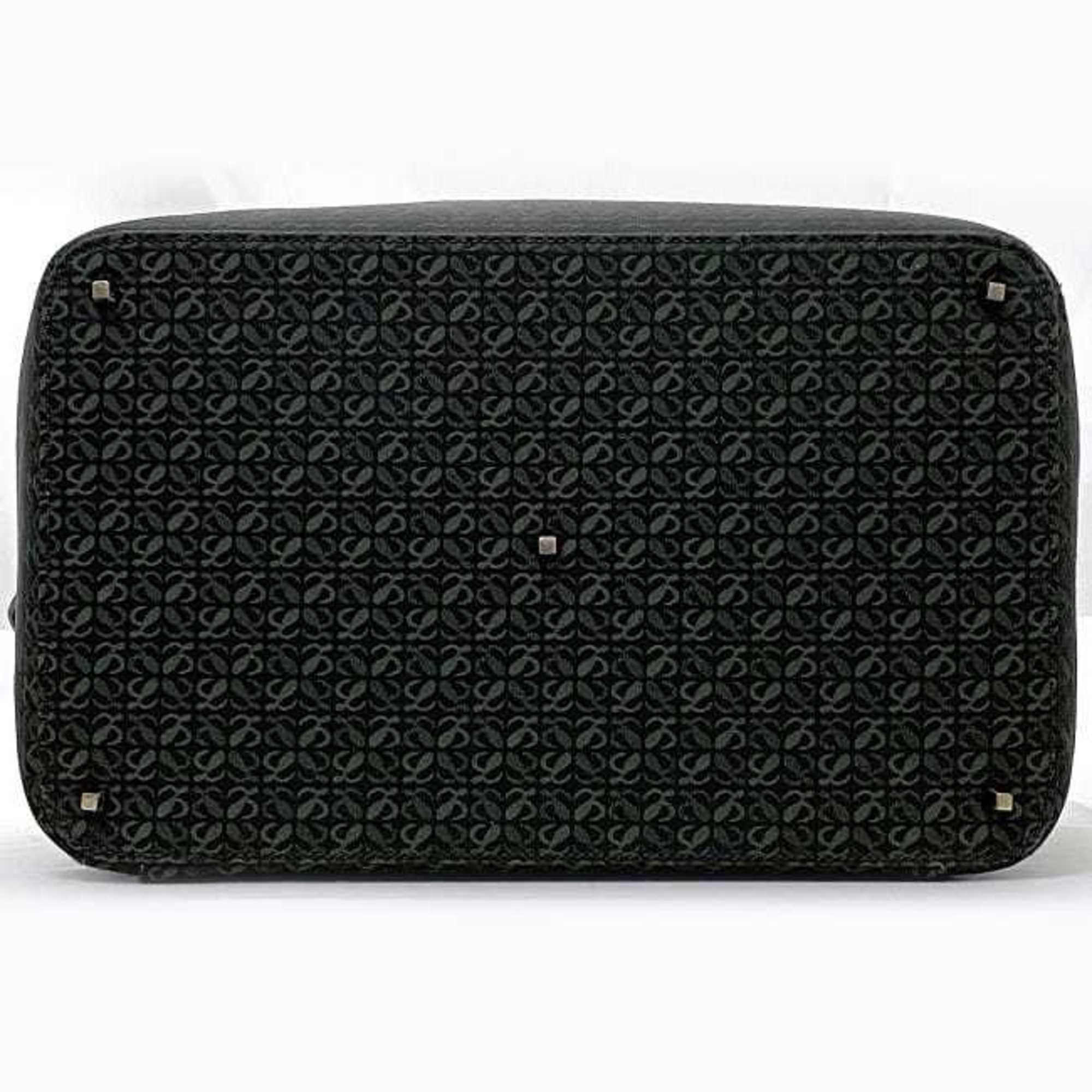 Loewe Black Green Canvas Leather Shoulder Bag (Pre-Owned)