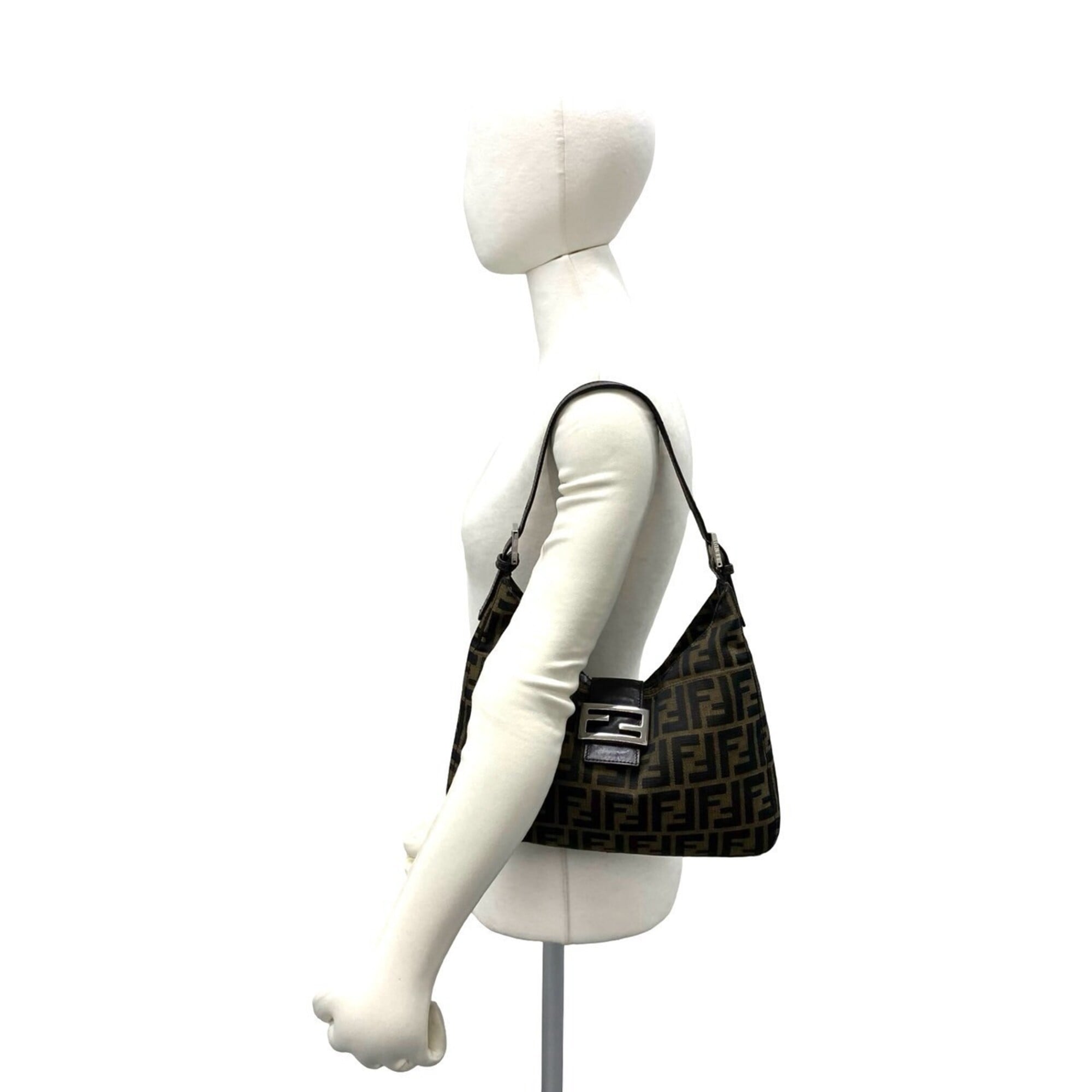Fendi Brown Canvas Leather Handbag Shoulder Bag (Pre-Owned)