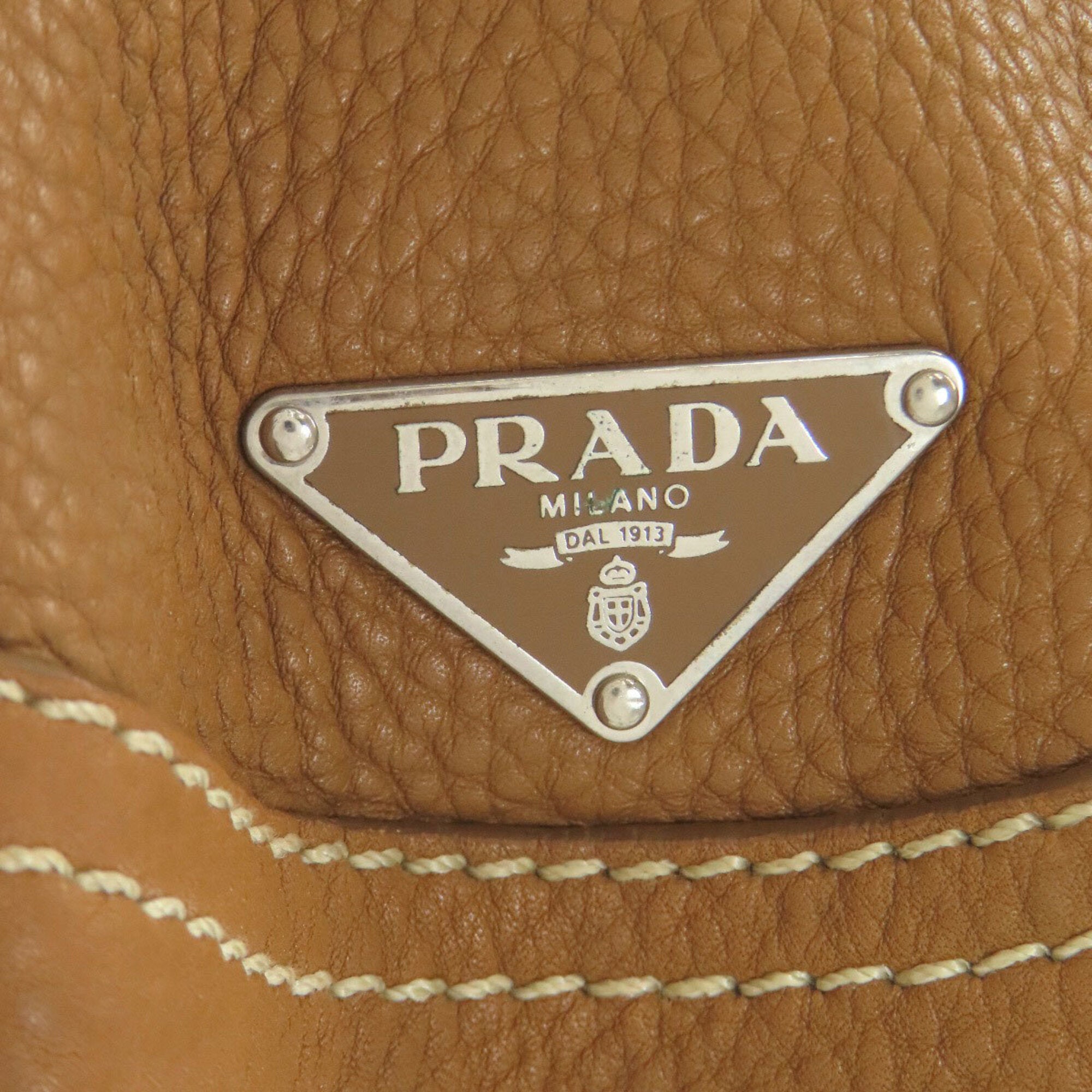 Prada Brown Leather Shoulder Bag (Pre-Owned)