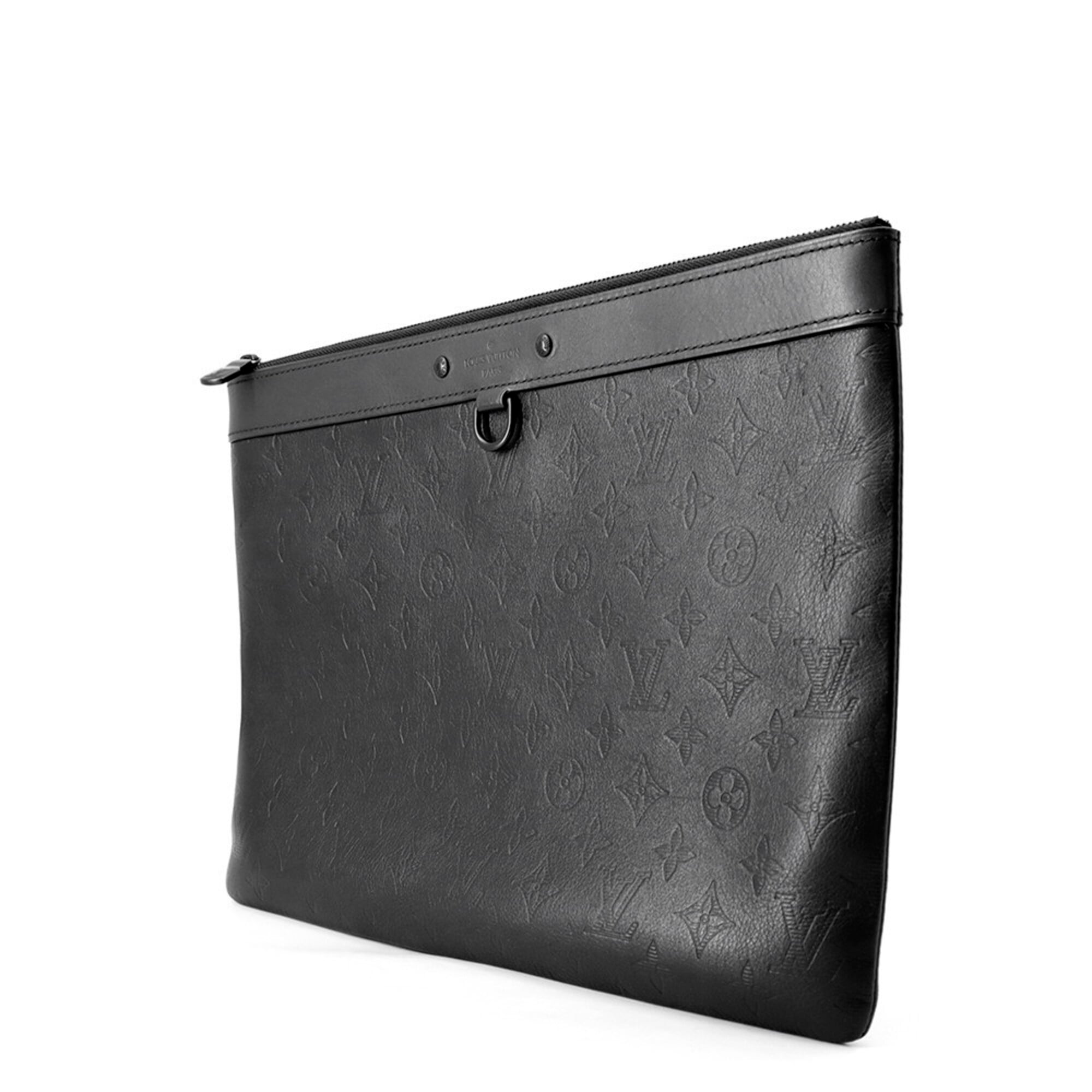 Louis Vuitton Noir Monogram Shadow Clutch Bag Handbag Pochette (Pre-Owned)
