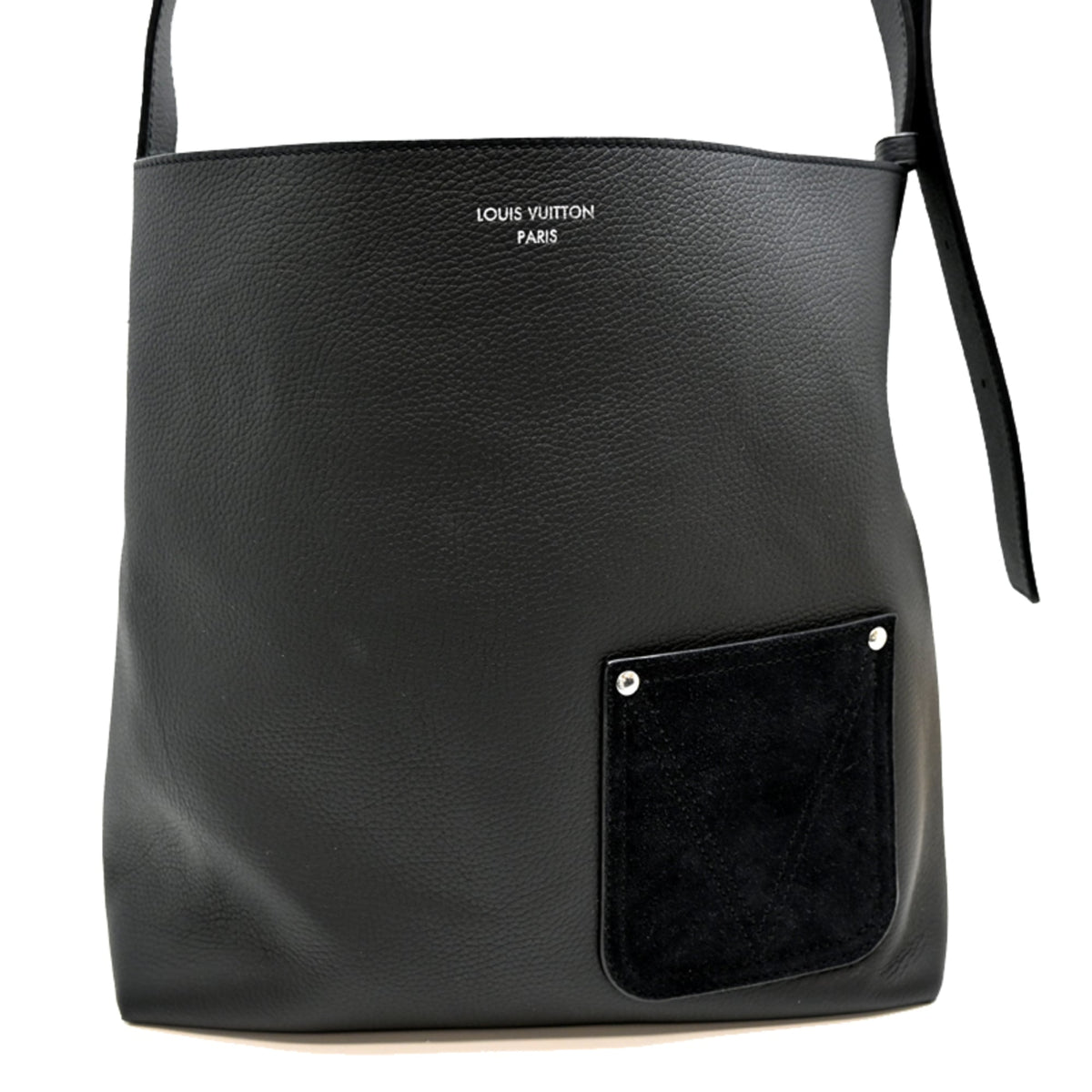 Louis Vuitton Black Noir Leather Pouch Tote Bag (Pre-Owned)
