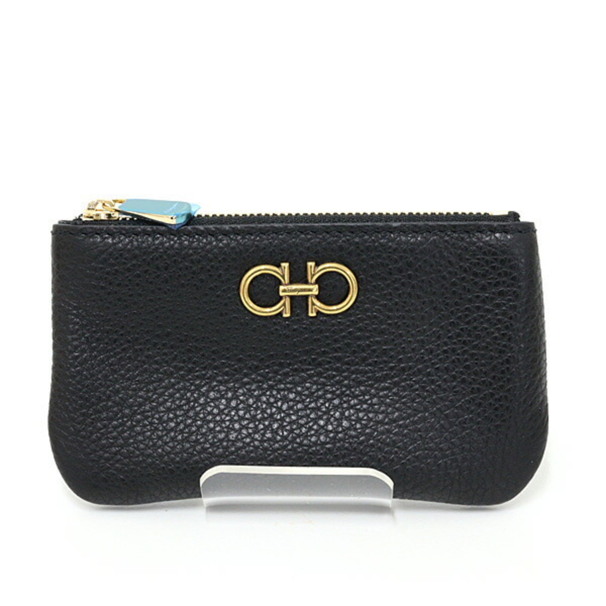 Salvatore Ferragamo Gancini Black Leather Coin Purse/Coin Case (Pre-Owned)