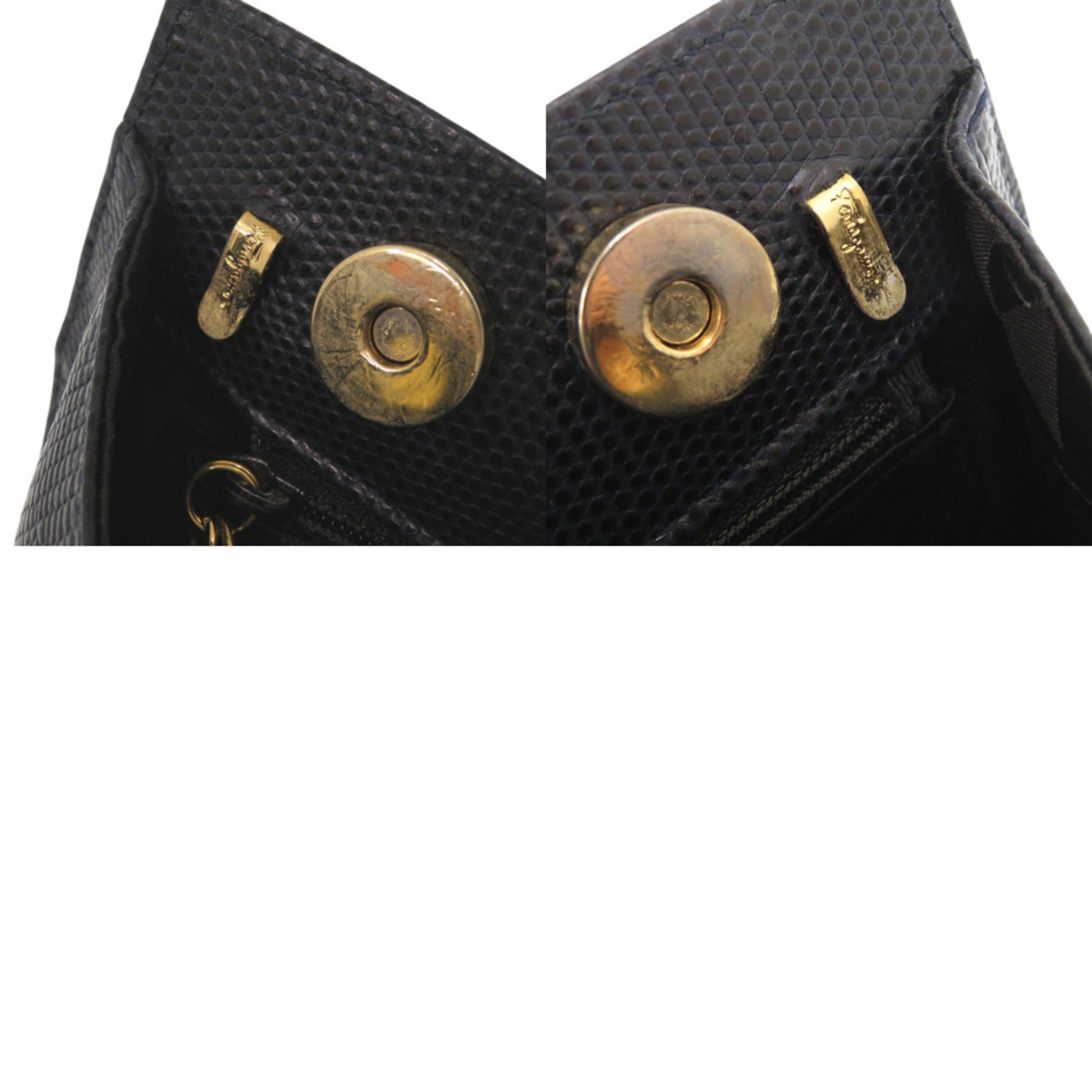 Salvatore Ferragamo Navy Leather Handbag Shoulder Bag (Pre-Owned)
