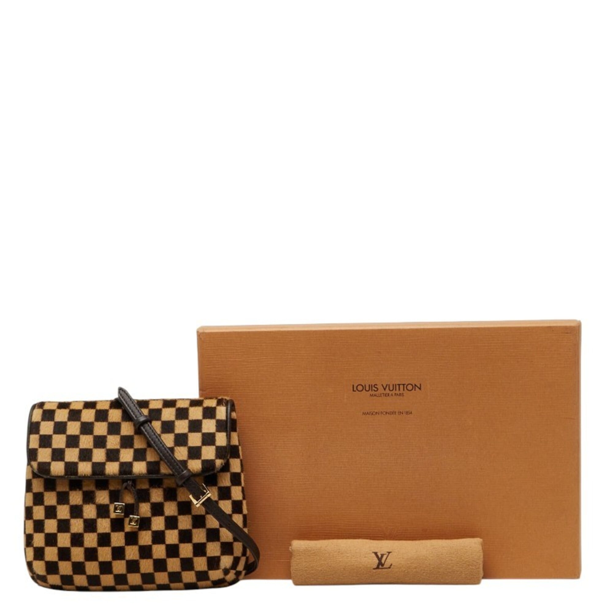 Louis Vuitton Beige Brown Leather Pochette Shoulder Bag (Pre-Owned)