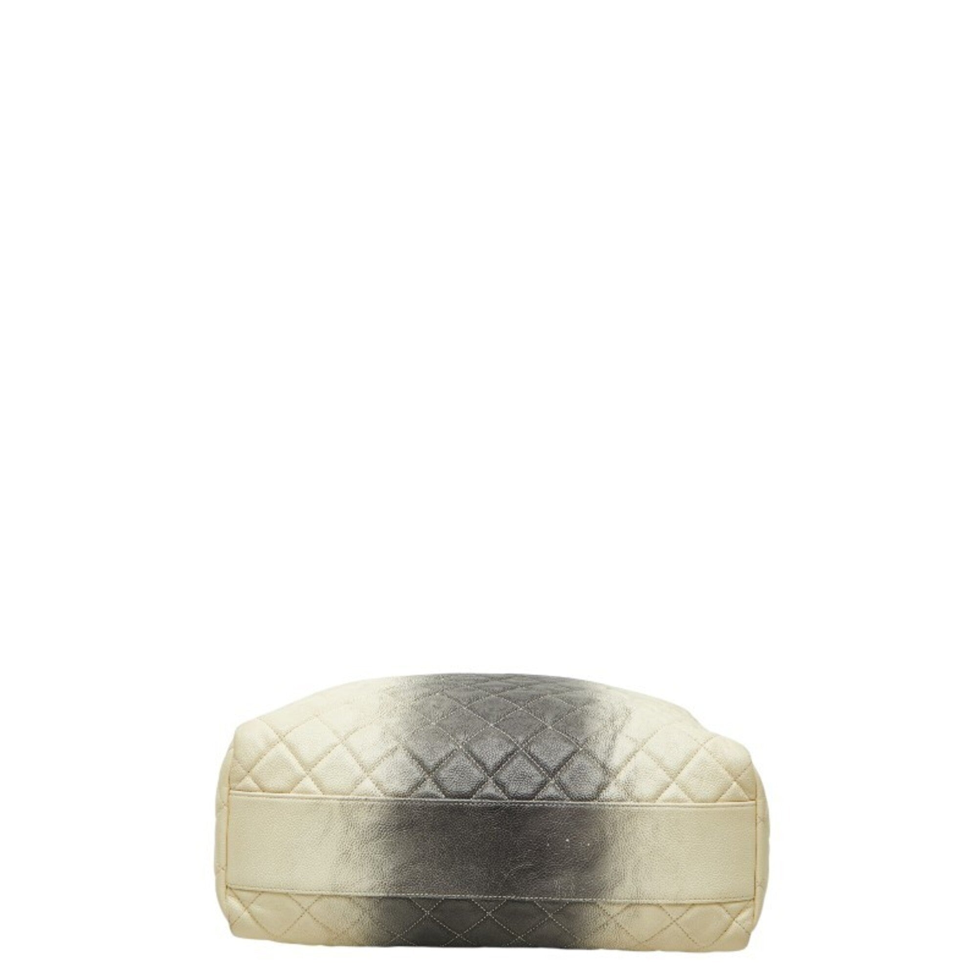 Chanel Black Ivory Grained Calfskin Shoulder Bag (Pre-Owned)