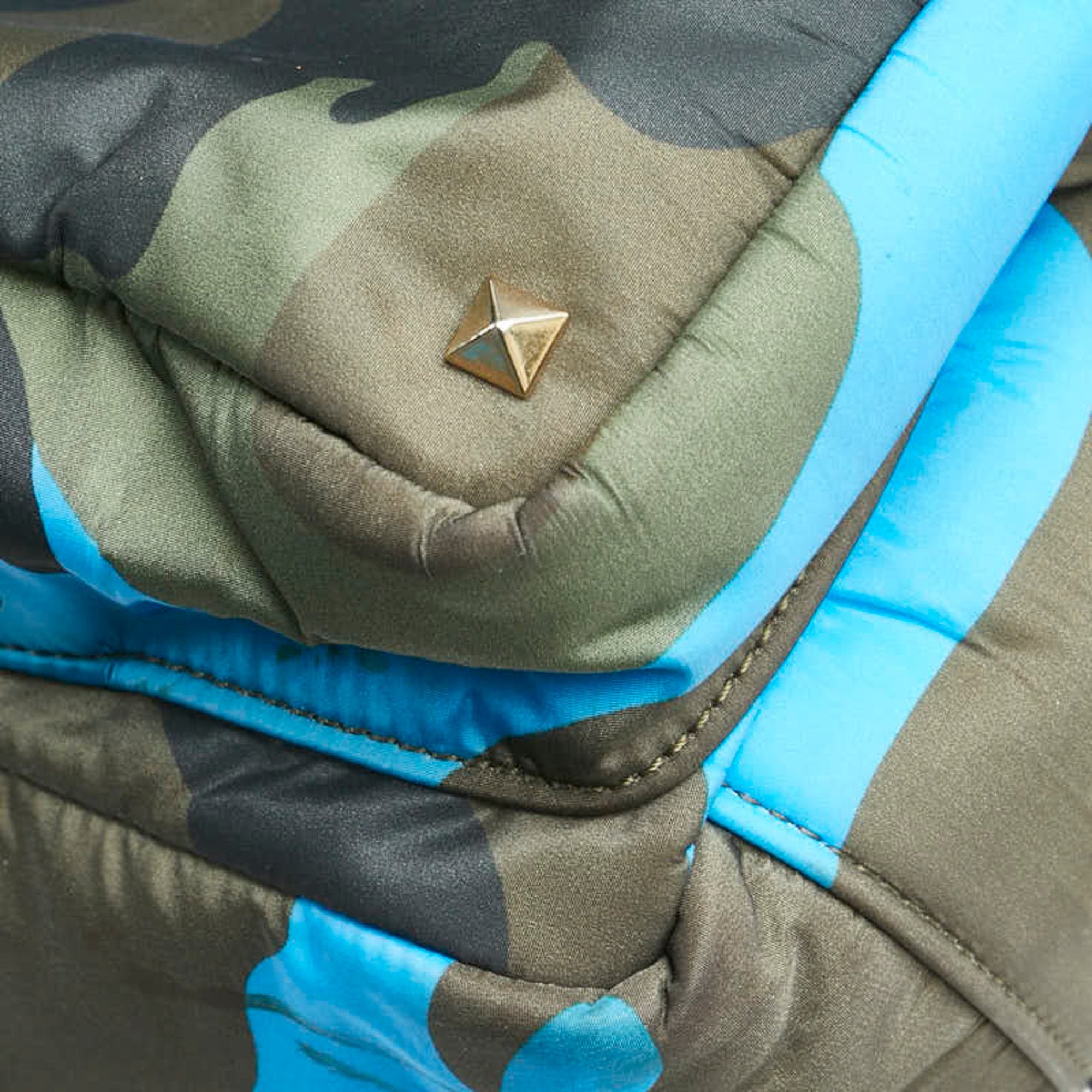 Valentino Blue Khaki Nylon Leather Backpack (Pre-Owned)