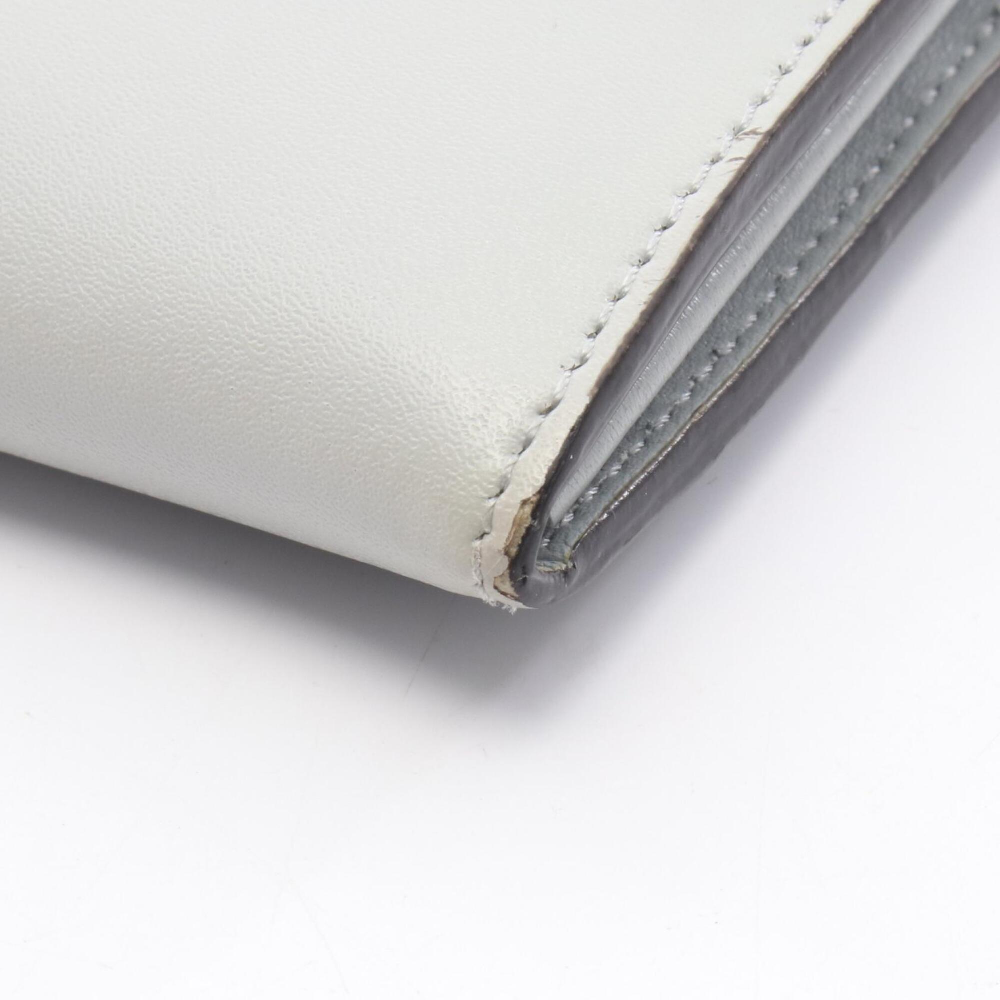 Fendi Gray Leather Long Wallet (Bi-Fold) (Pre-Owned)