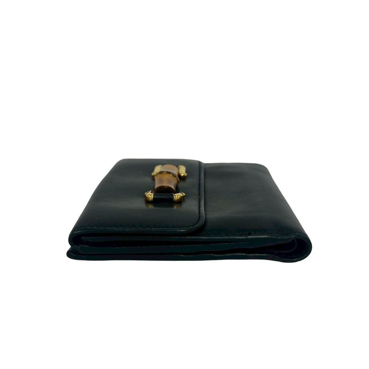 Gucci Navy Leather Bamboo Wallet (Bi-Fold) (Pre-Owned)