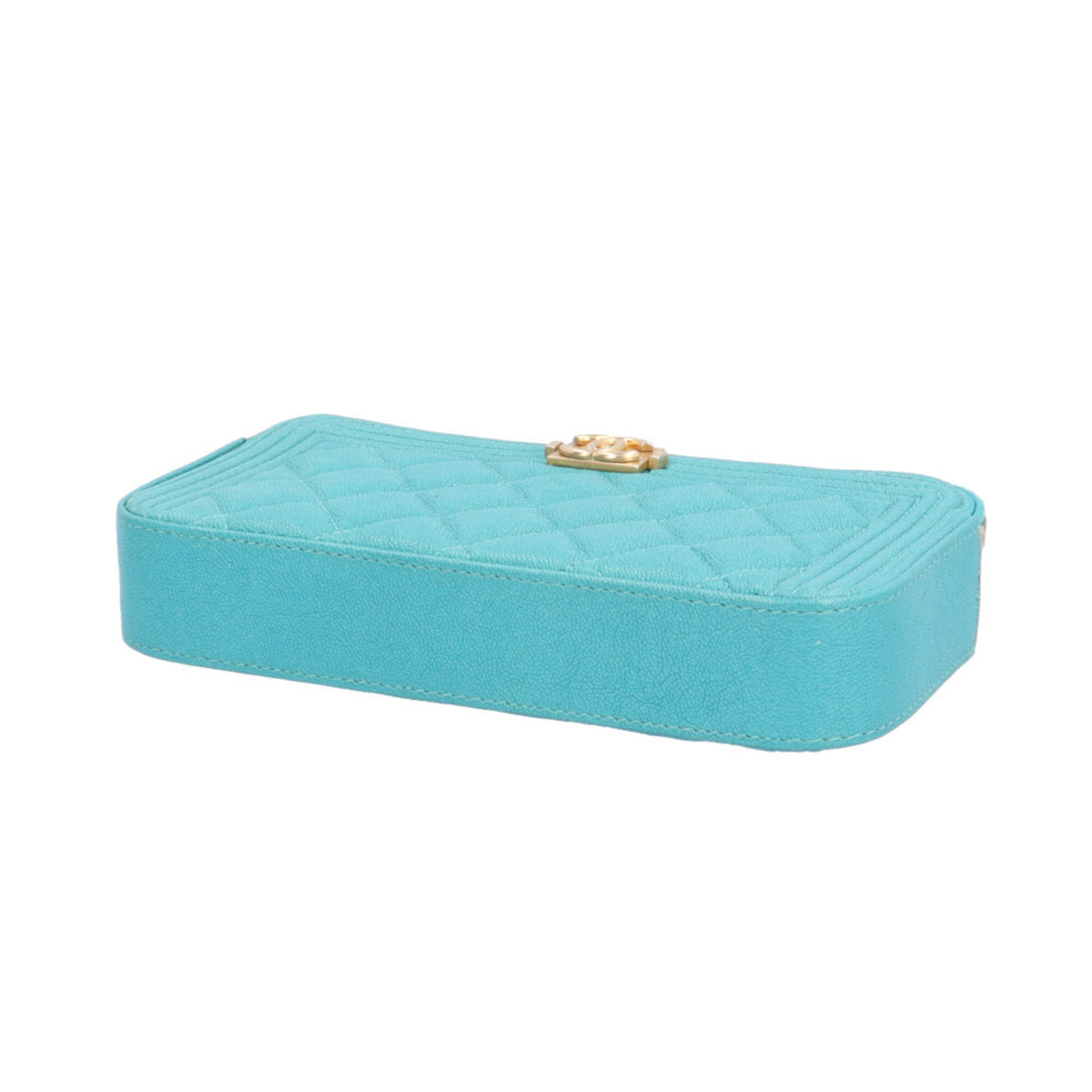 Chanel Boy Chanel Green Turquoise Grained Calfskin Handbag Shoulder Bag (Pre-Owned)