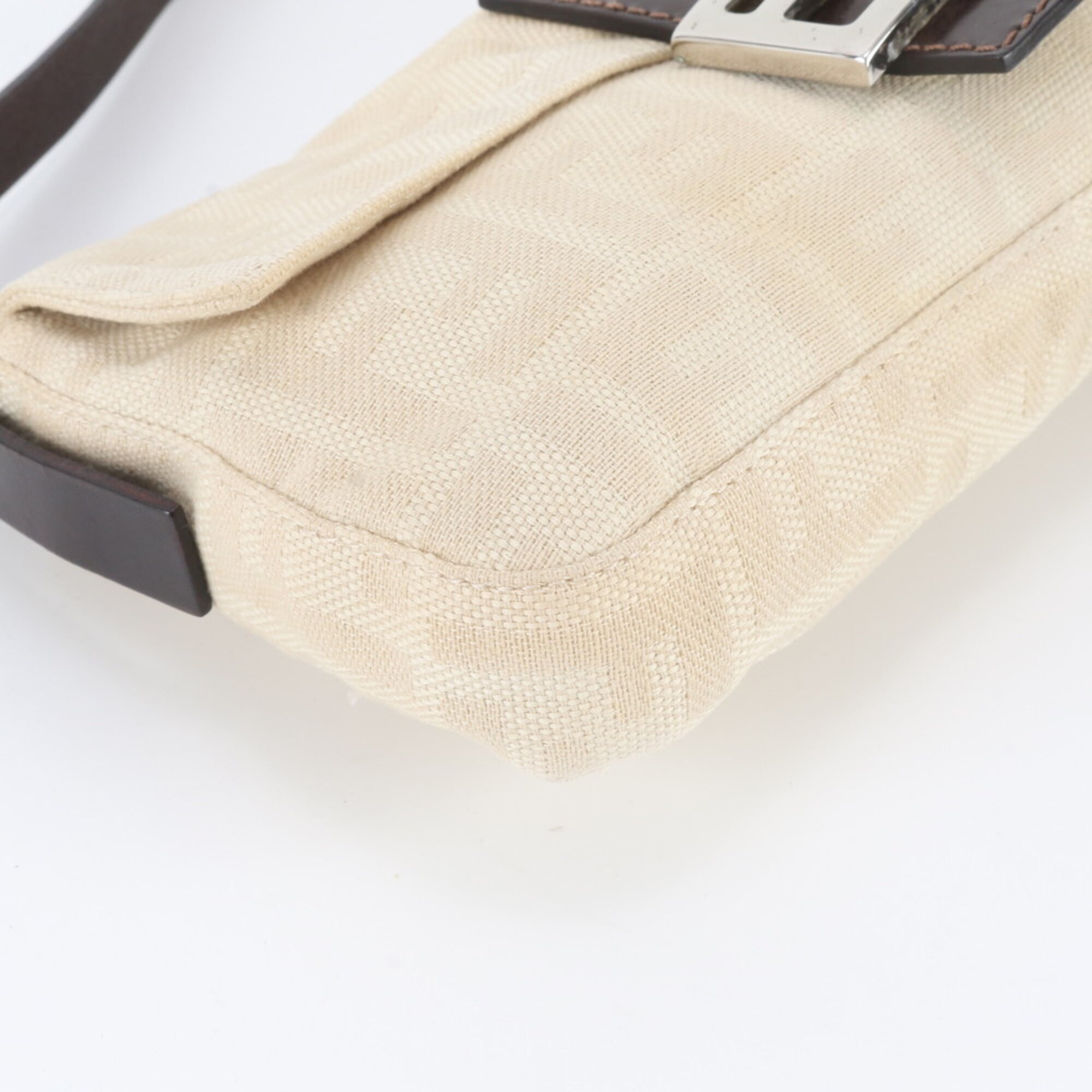 Fendi Beige Leather Canvas Handbag Shoulder Bag (Pre-Owned)