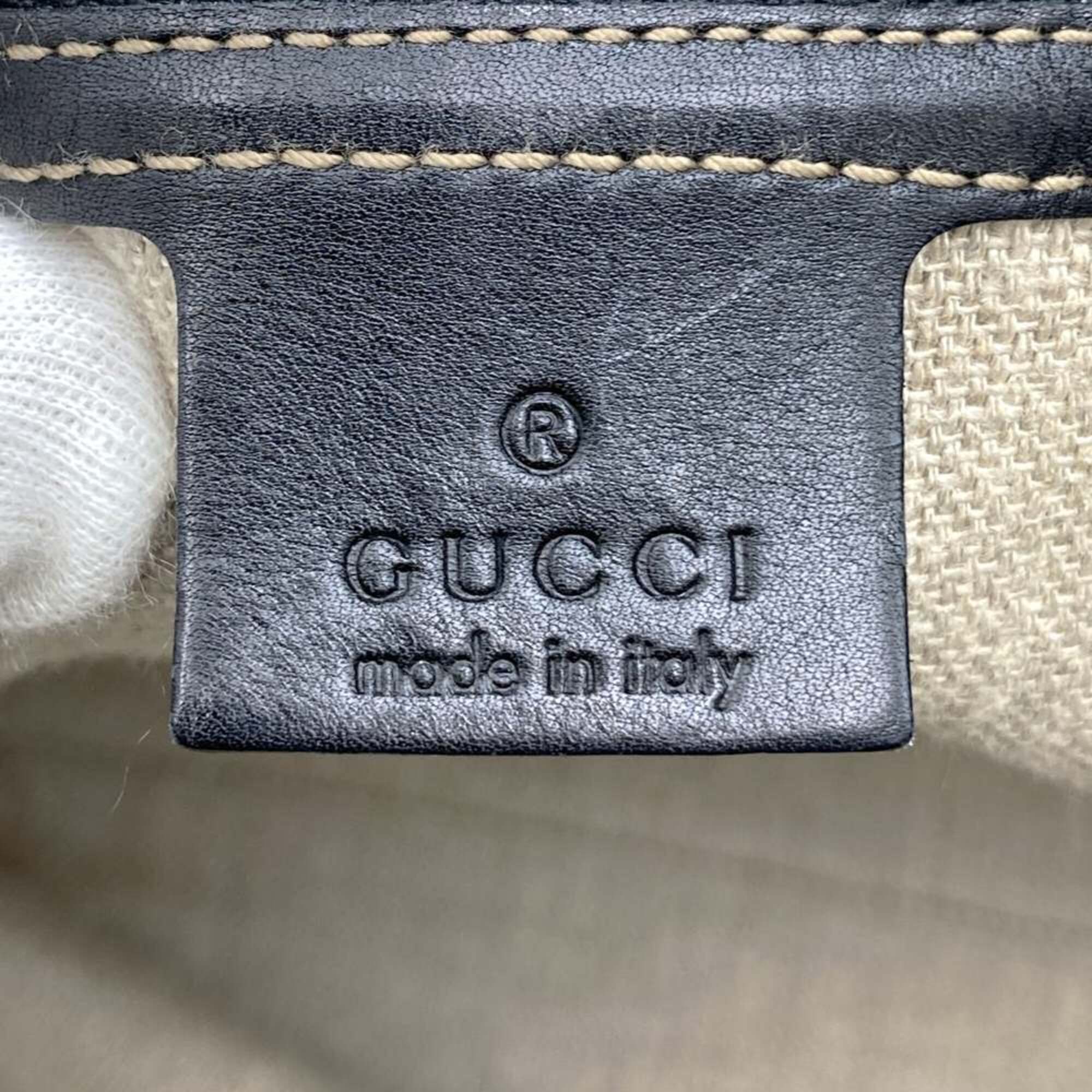 Gucci Beige Canvas Leather Tote Bag (Pre-Owned)