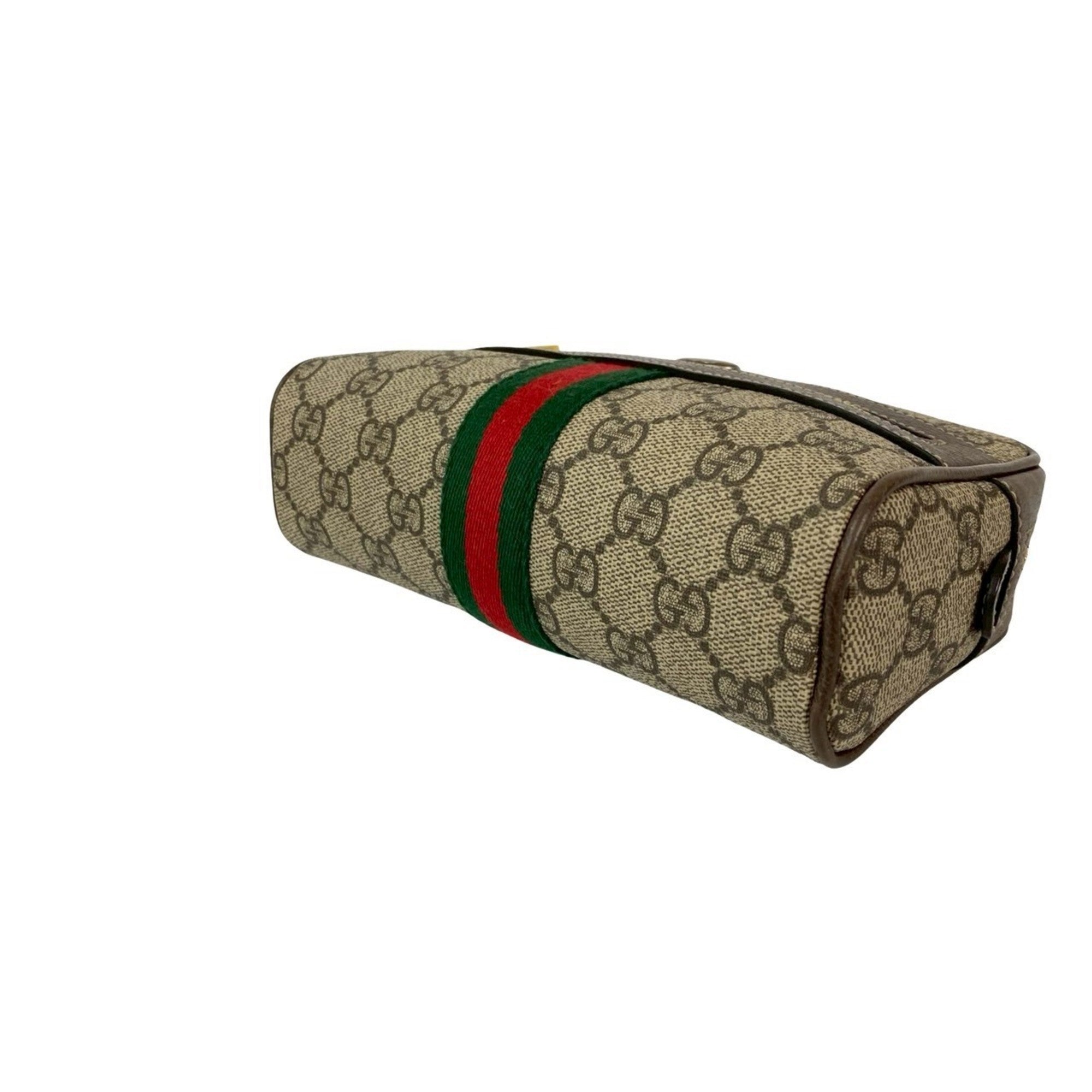 Gucci Brown Green Red Color Leather Pvc Shoulder Bag Sling Bag (Pre-Owned)