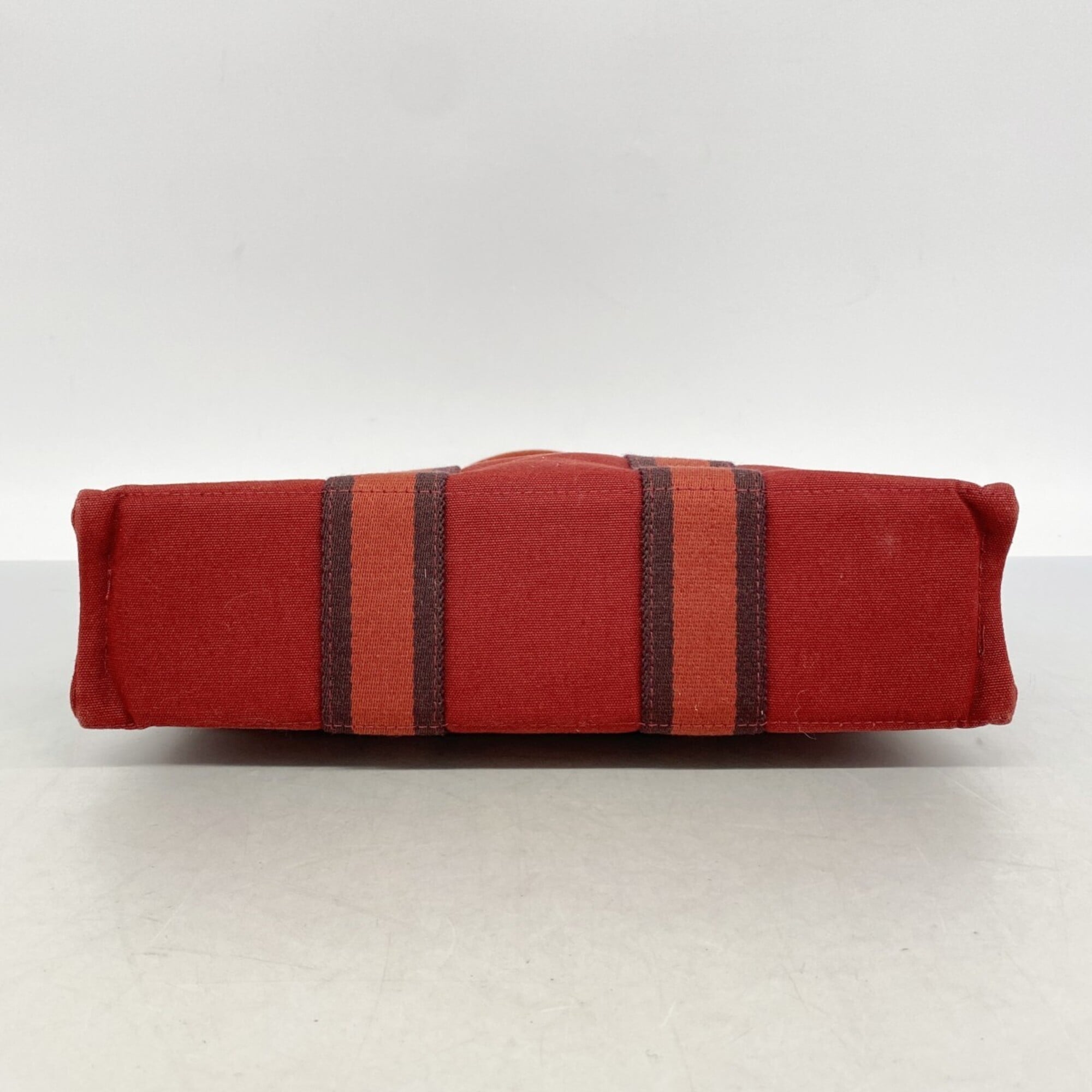 Hermes Red Color Canvas Handbag (Pre-Owned)