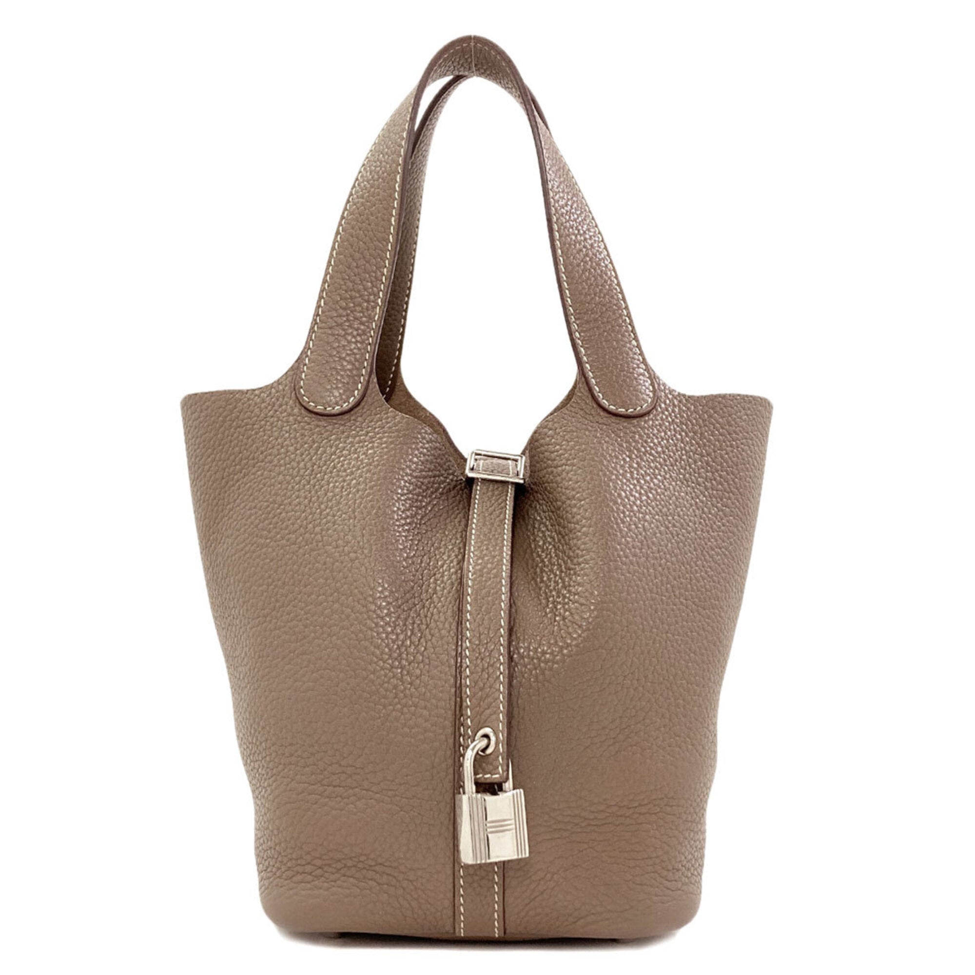 Hermes Picotin Etoupe Gray Taurillon Clemence Leather Handbag (Pre-Owned)