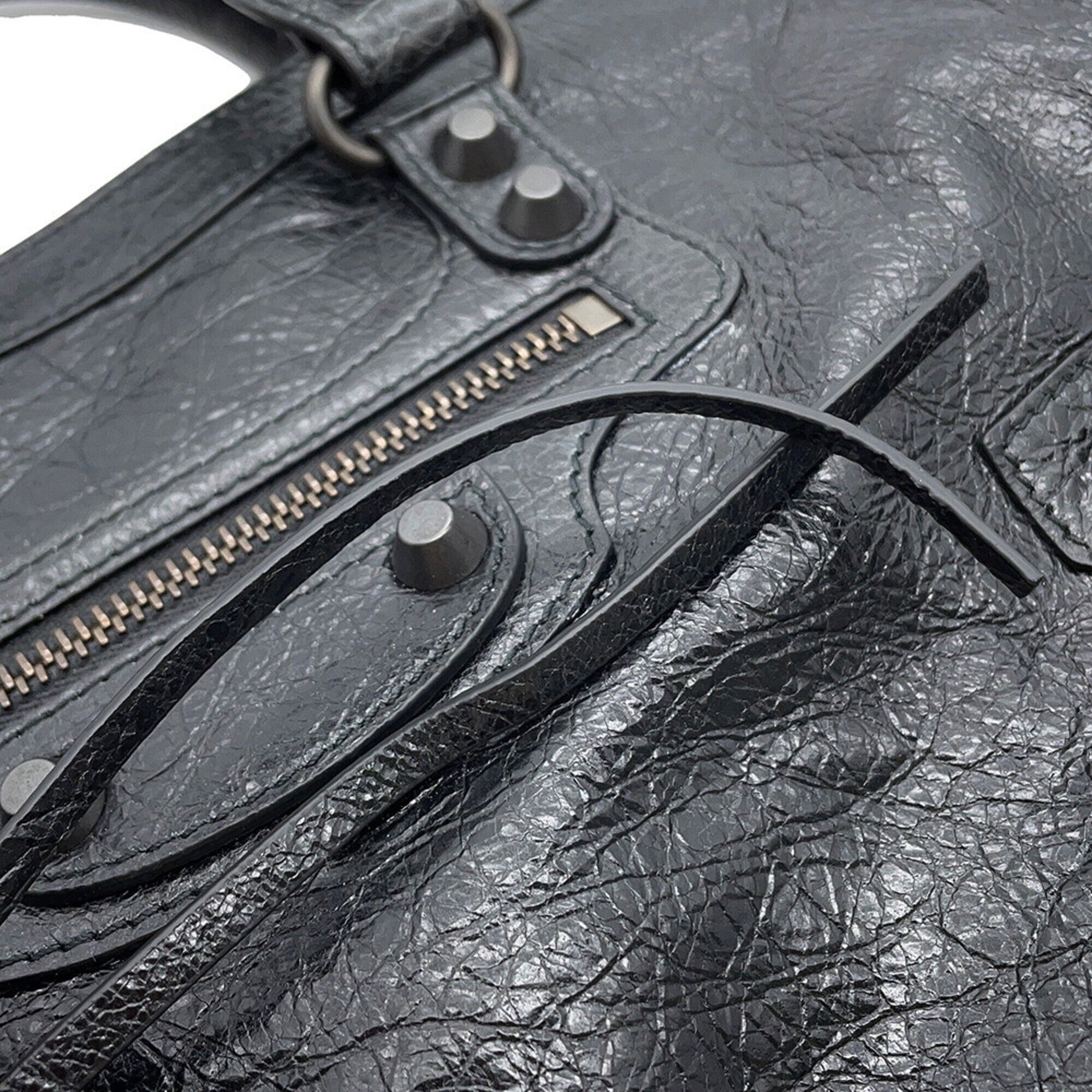 Balenciaga Black Leather Handbag Shoulder Bag (Pre-Owned)