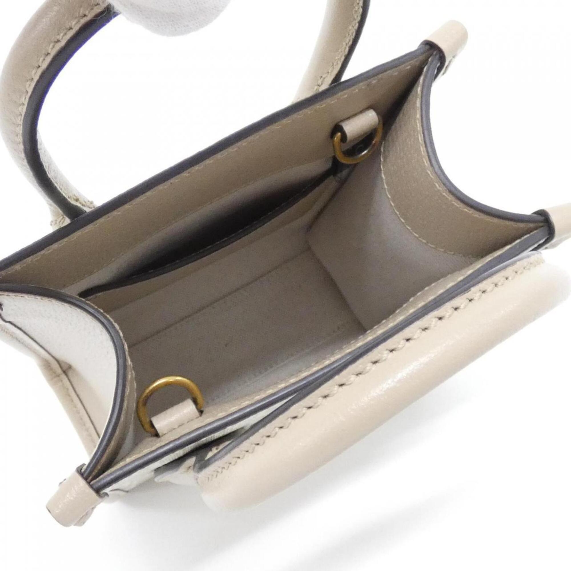 Gucci Beige White Gg Supreme Leather Handbag (Pre-Owned)