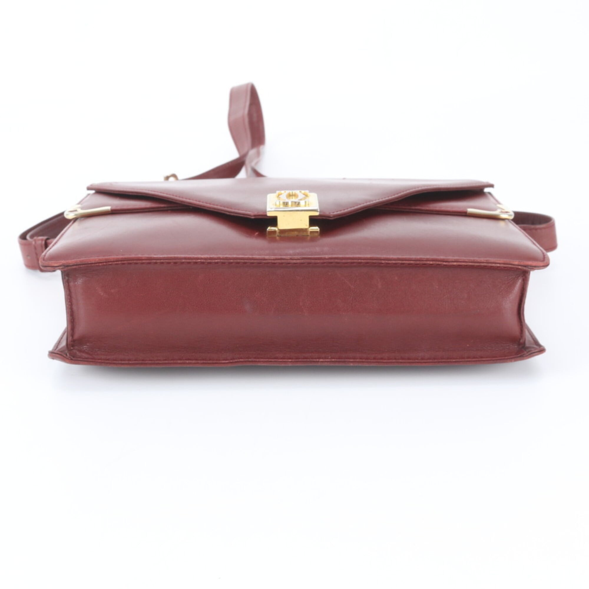 Cartier Wine Red Leather Handbag Shoulder Bag Tote Bag (Pre-Owned)