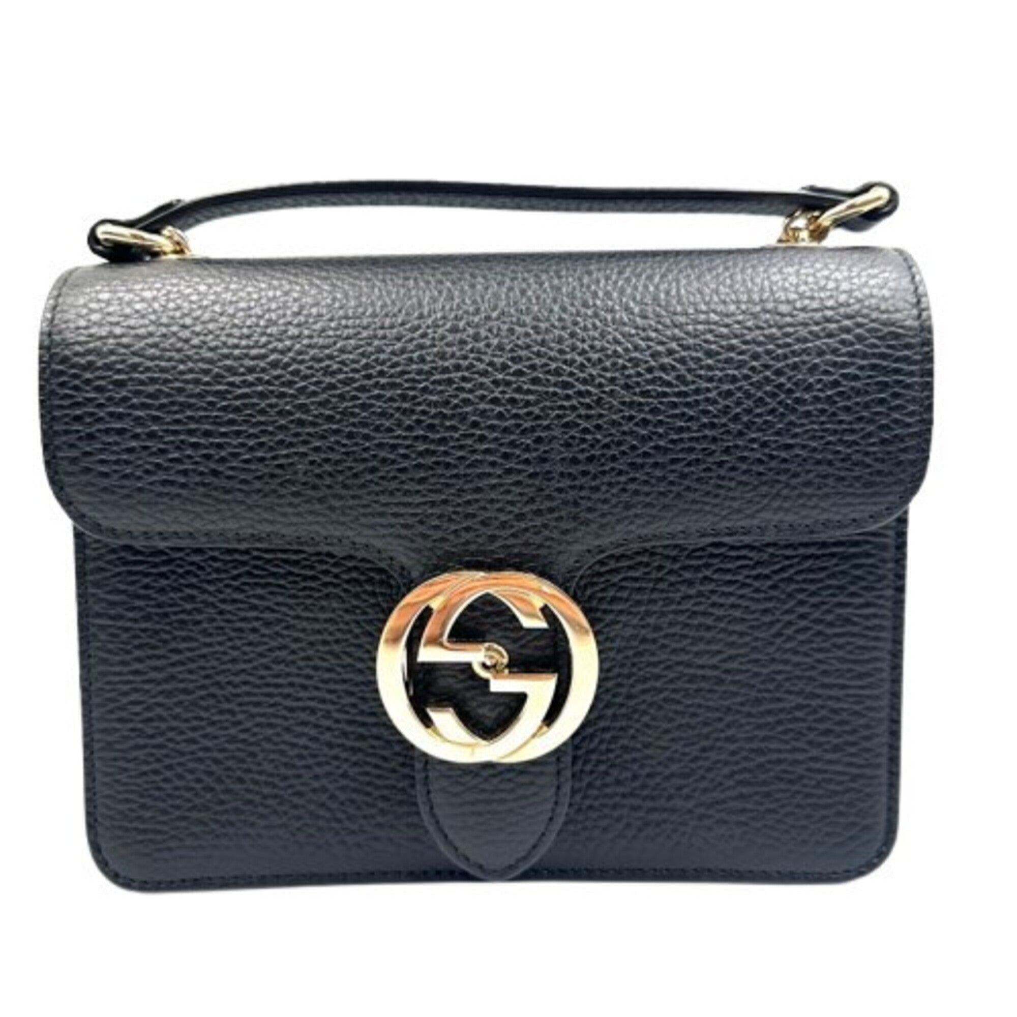Gucci Gg Marmont Black Leather Shoulder Bag (Pre-Owned)
