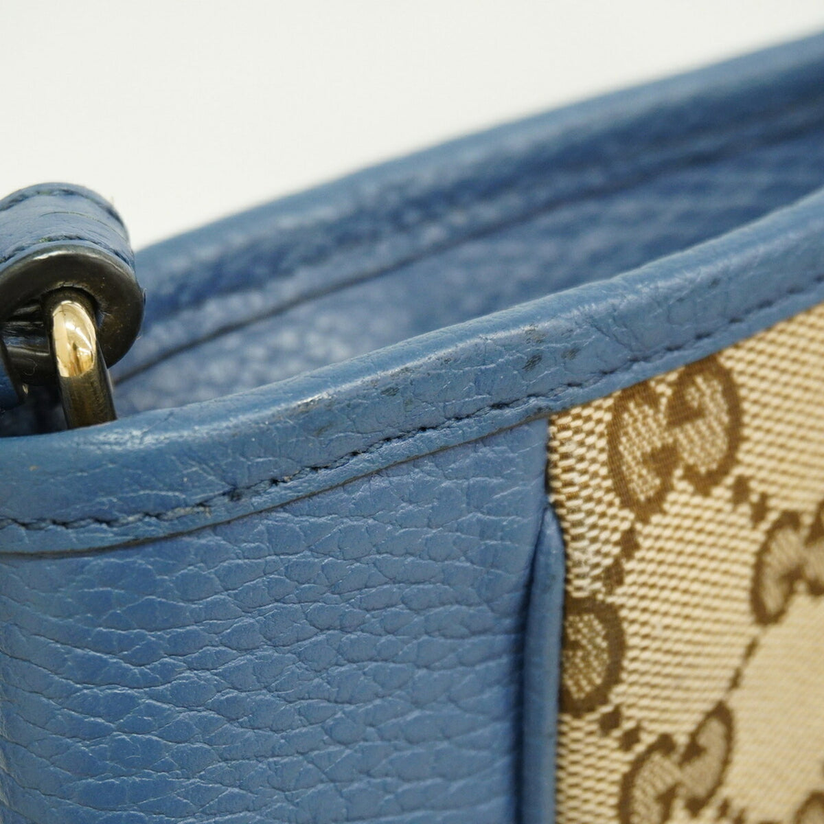 Gucci Beige Blue Canvas Handbag (Pre-Owned)