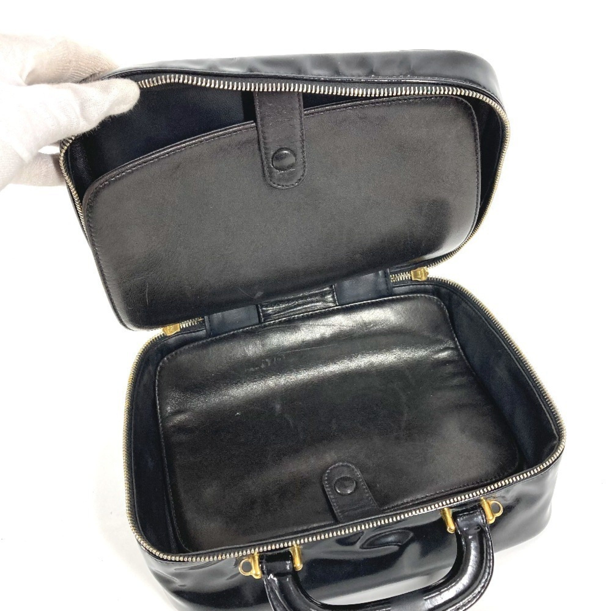 Chanel Black Leather Handbag Shoulder Bag Vanity Bag (Pre-Owned)