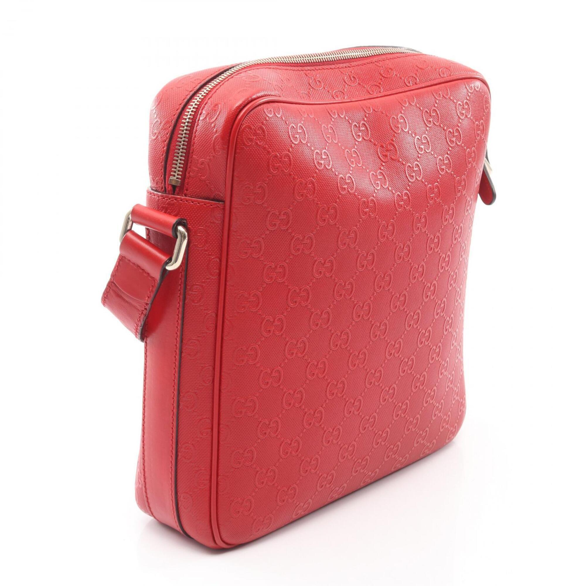 Gucci Red Color Leather Handbag Shoulder Bag (Pre-Owned)