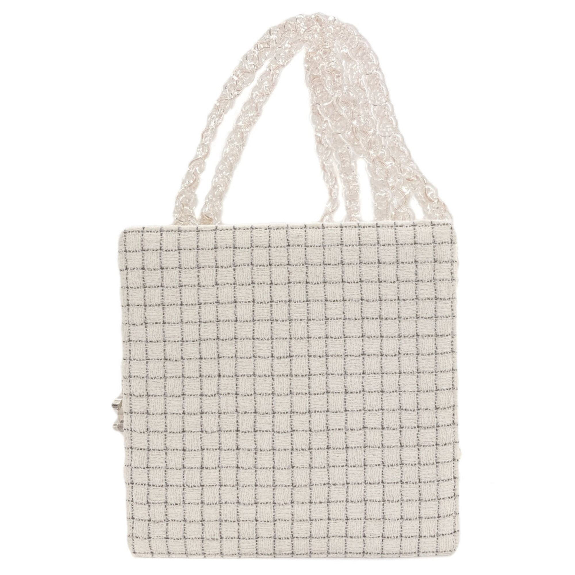 Chanel Black Clear White Tweed Shopping Bag Shoulder Bag (Pre-Owned)