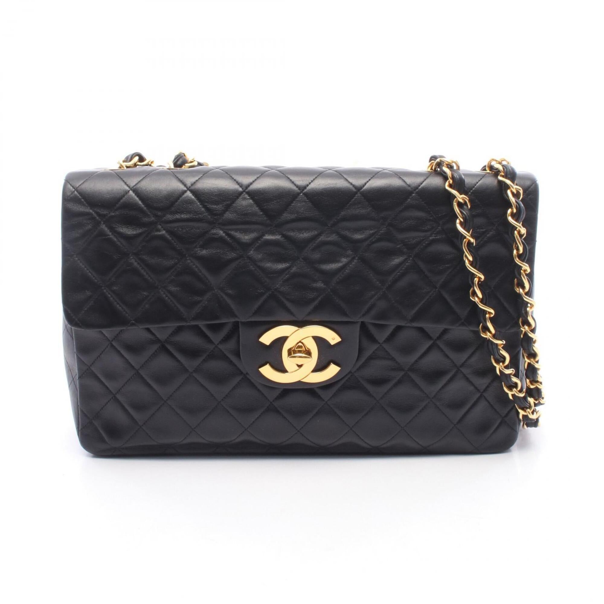 Chanel Black Leather Handbag Shoulder Bag (Pre-Owned)
