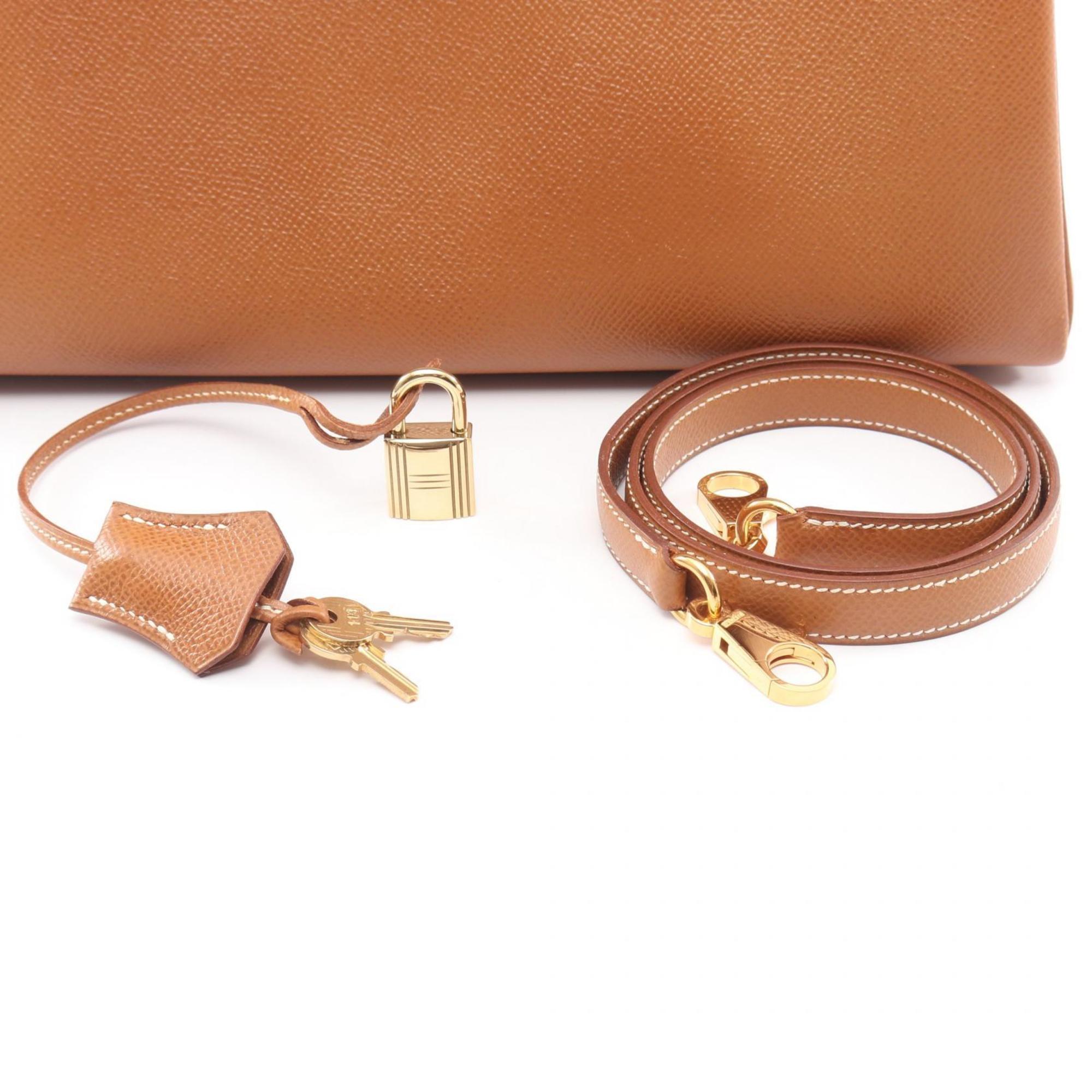 Hermes Brown Gold Brown Courchevel Leather Leather Handbag (Pre-Owned)
