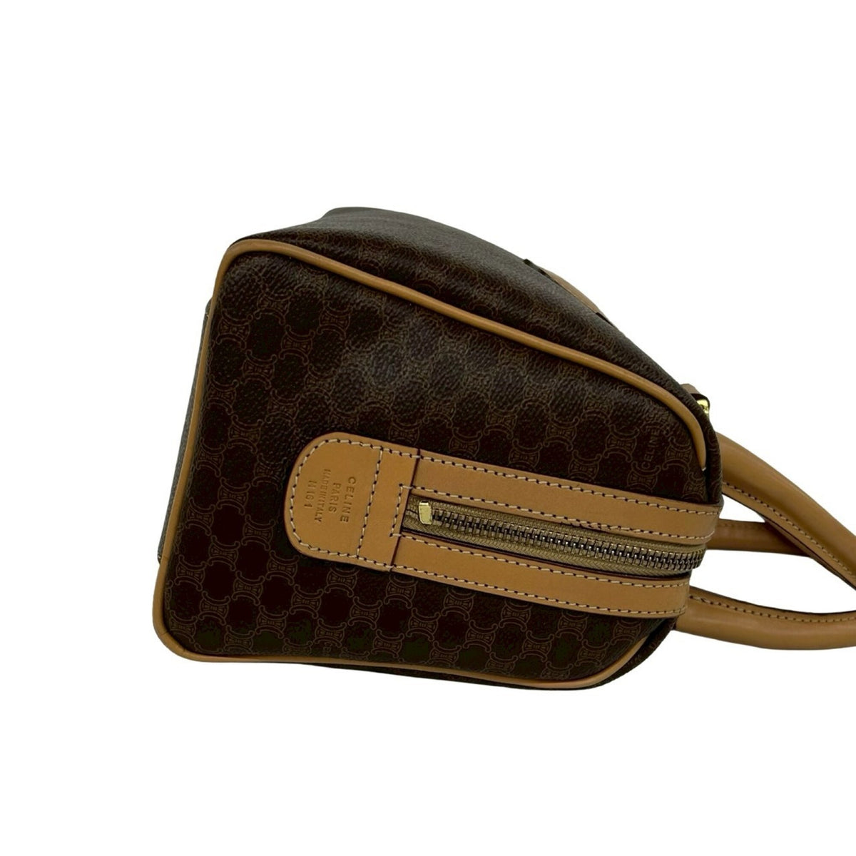 Celine Brown Leather Pvc Boston Bag Handbag (Pre-Owned)
