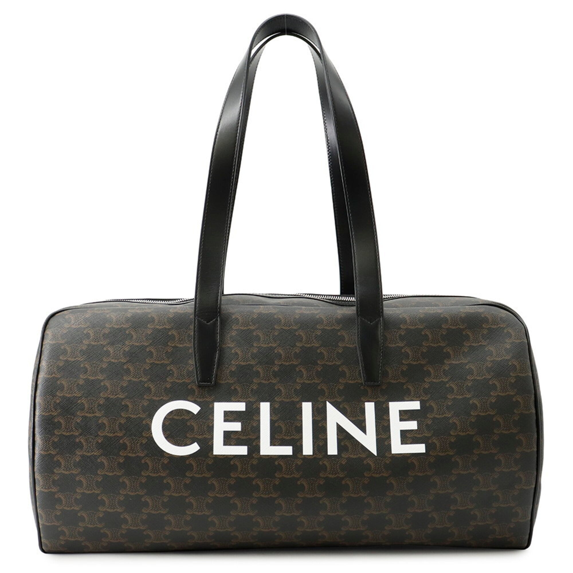 Celine Brown Leather Pvc Boston Bag Handbag (Pre-Owned)