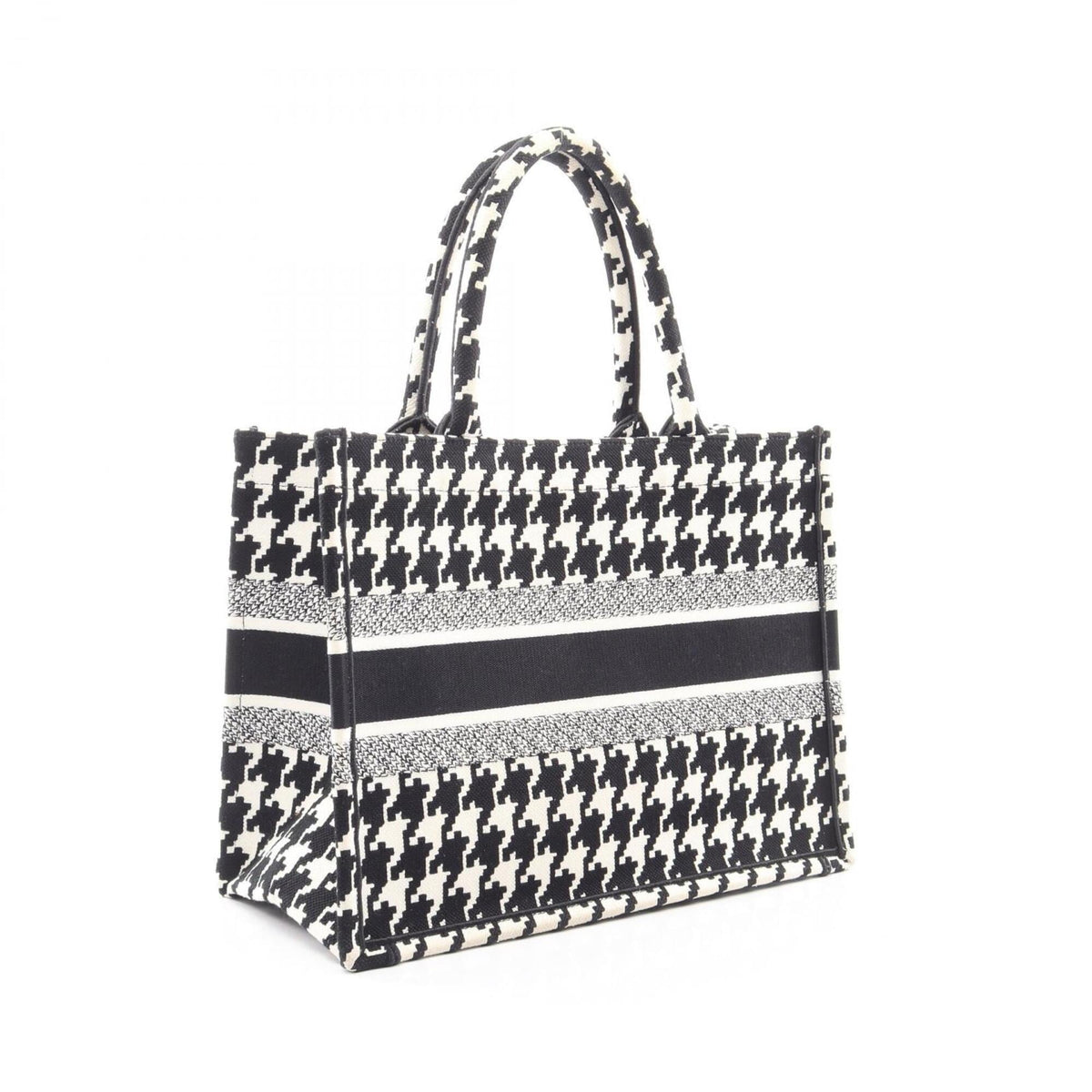Christian Dior Black White Canvas Handbag Tote Bag (Pre-Owned)