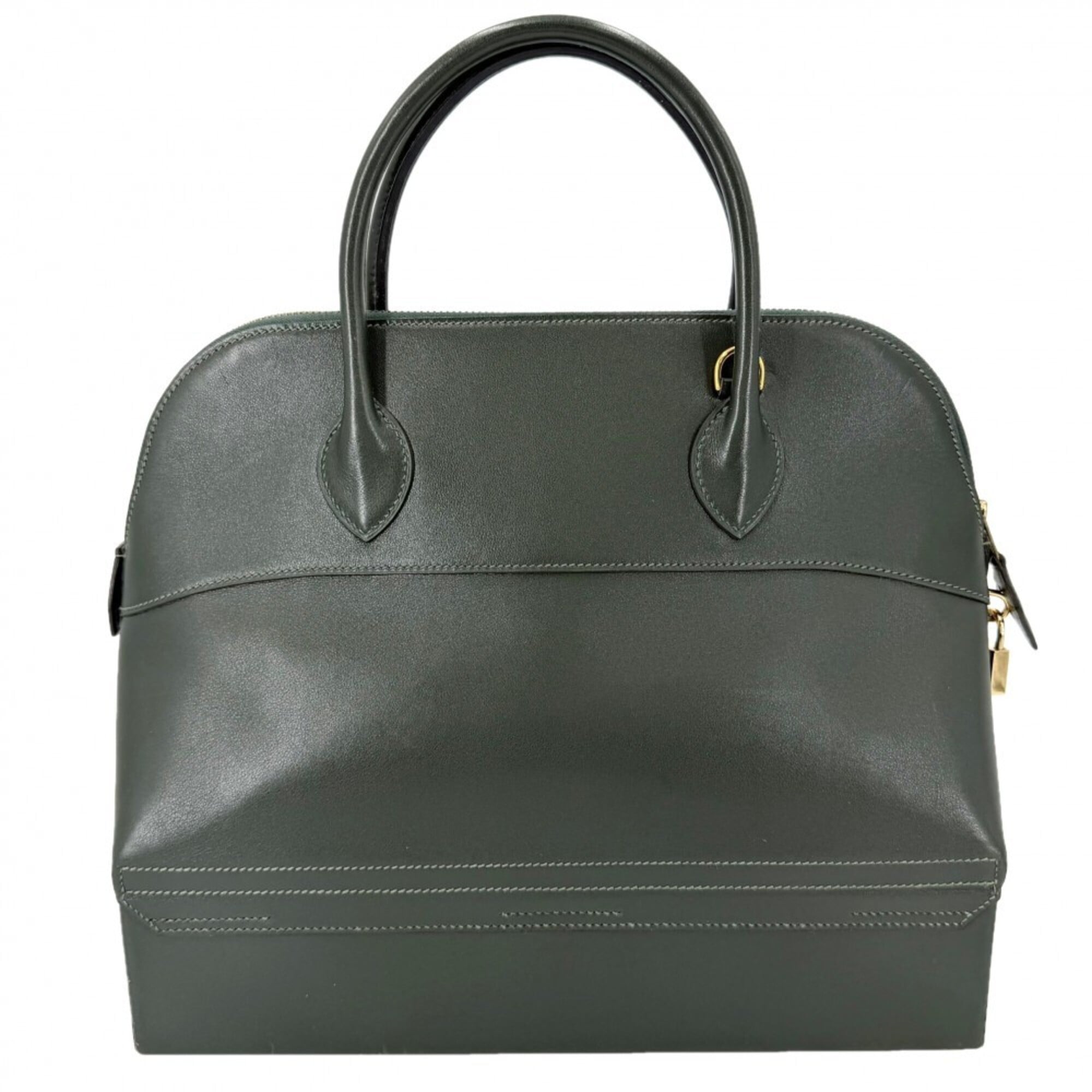 Hermes Green Leather Handbag Shoulder Bag (Pre-Owned)