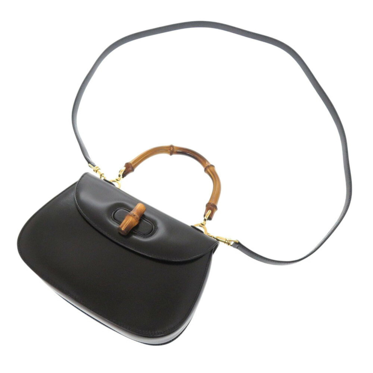 Gucci Black Leather Handbag Shoulder Bag (Pre-Owned)