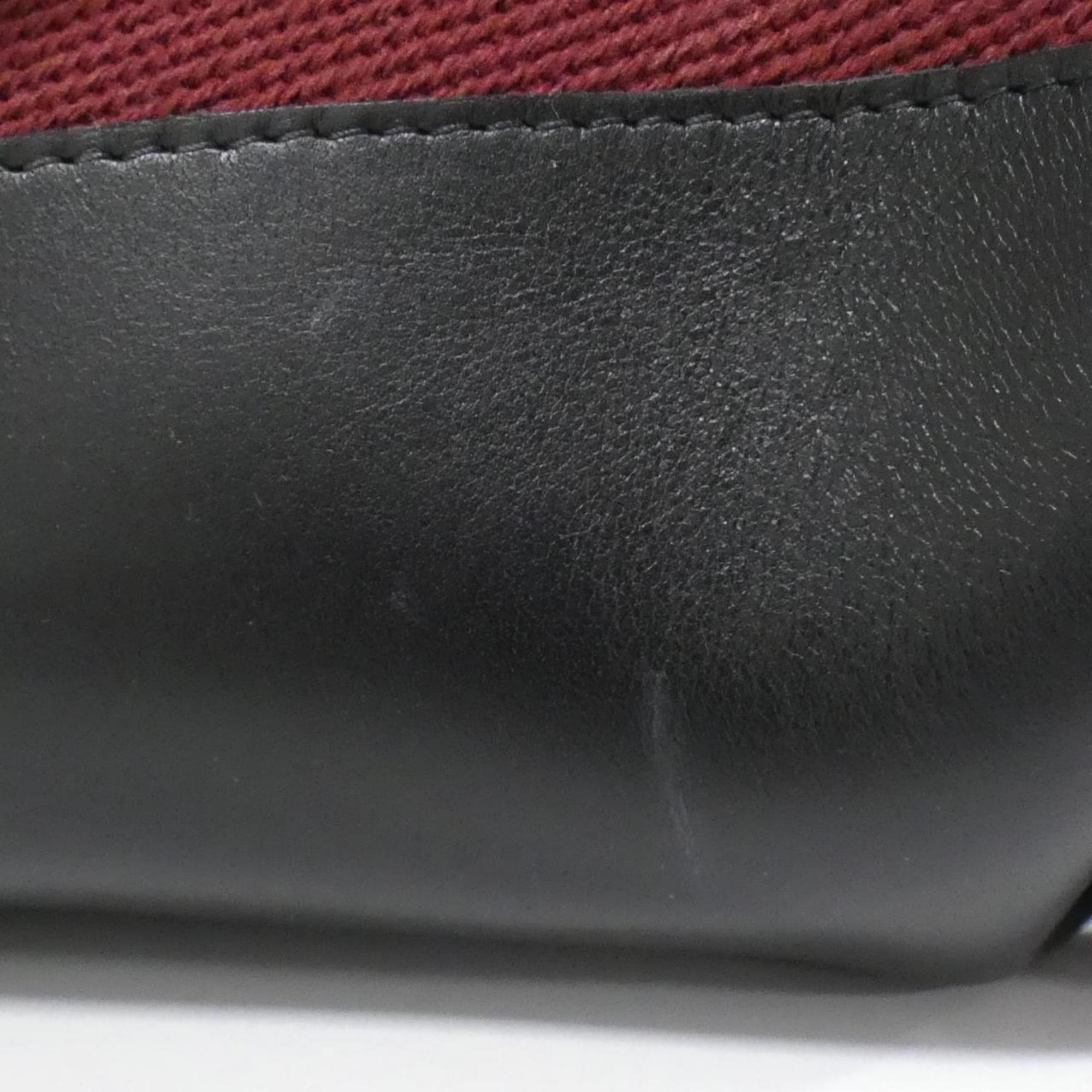 Loewe Black Burgundy Canvas Leather Handbag (Pre-Owned)