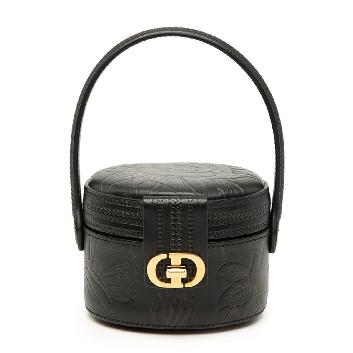 Christian Dior Black Leather Handbag Vanity Bag (Pre-Owned)