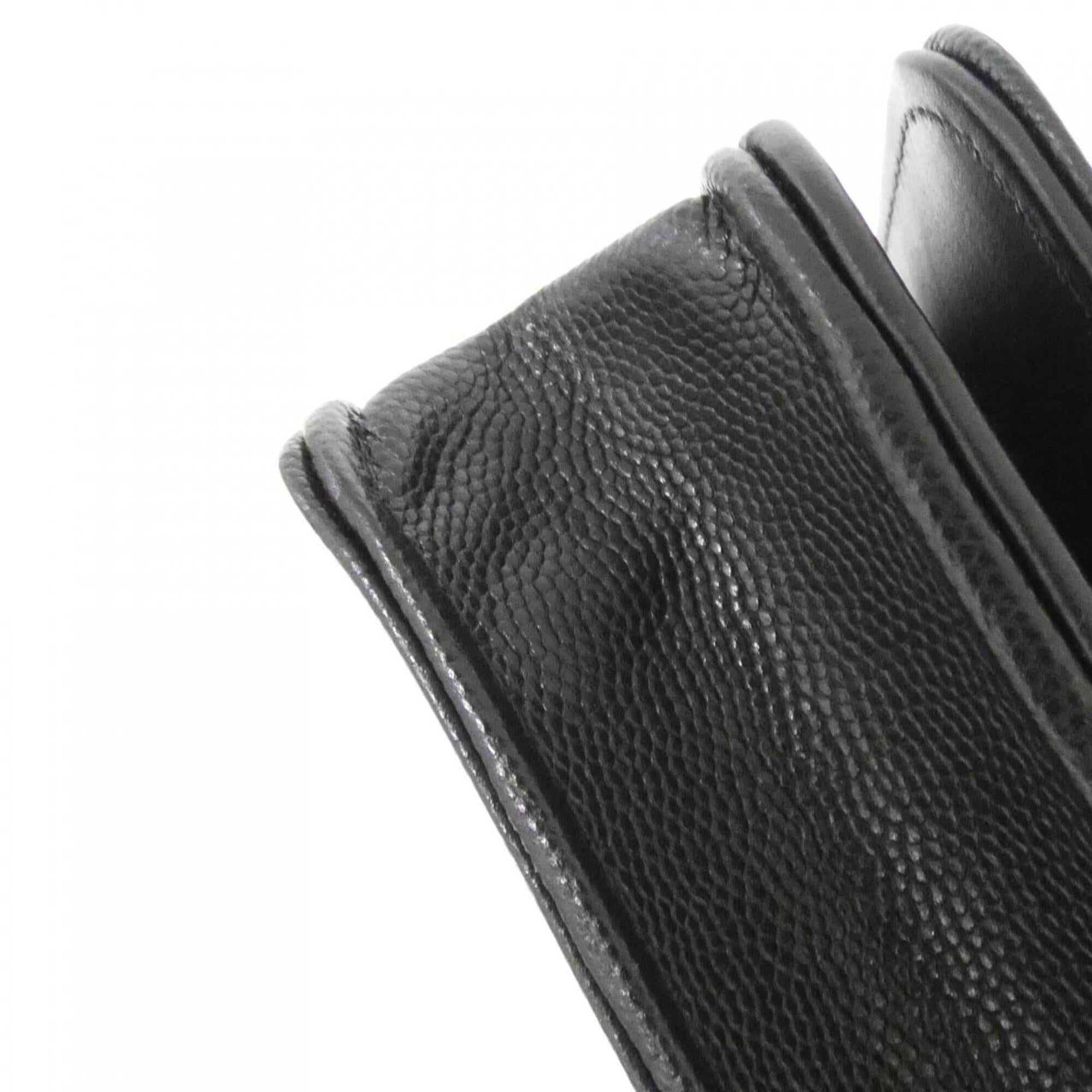 Chanel Black Grained Calfskin Chain/Shoulder Wallet (Pre-Owned)