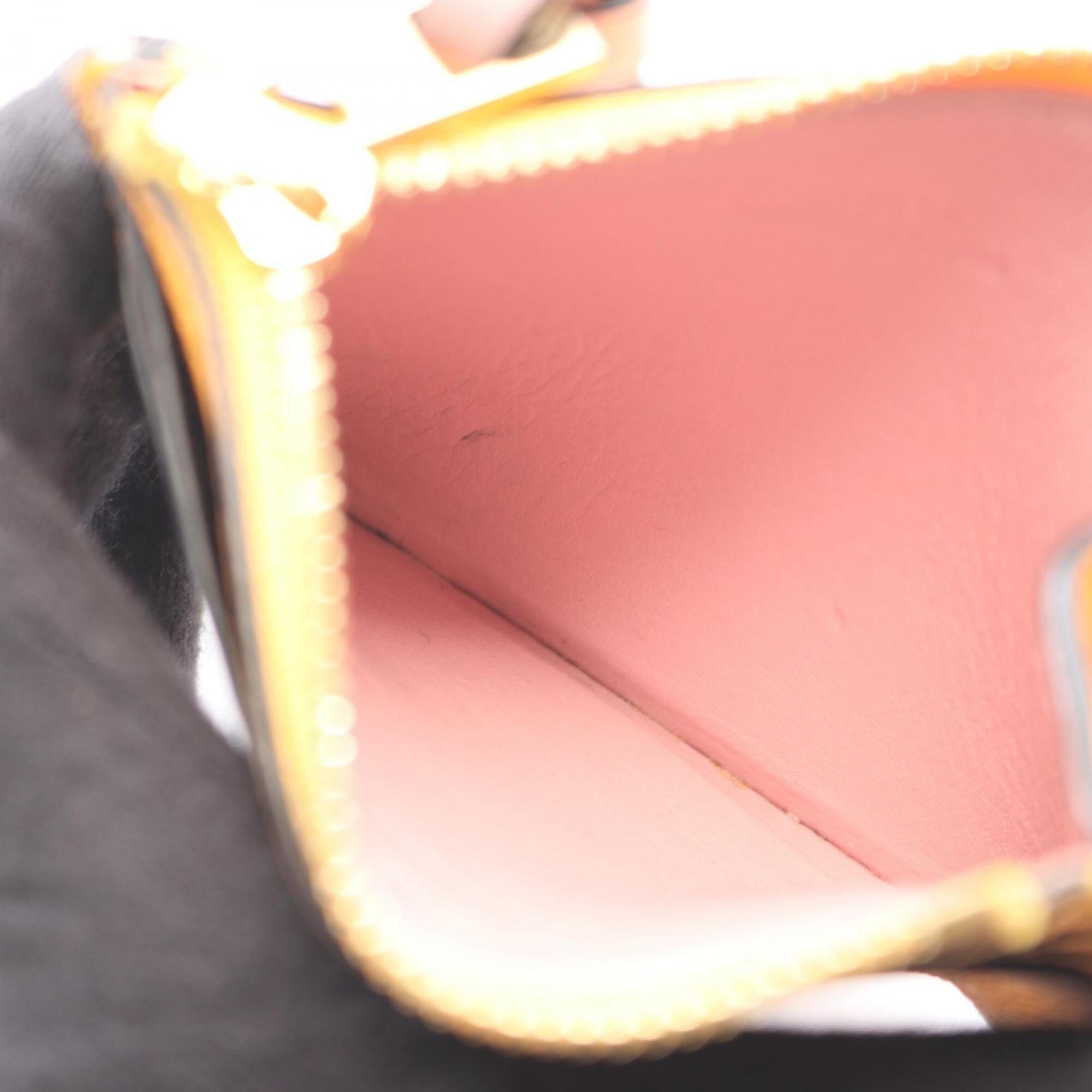 Loewe Brown Orange Pink Leather Coin Purse/Coin Case (Pre-Owned)