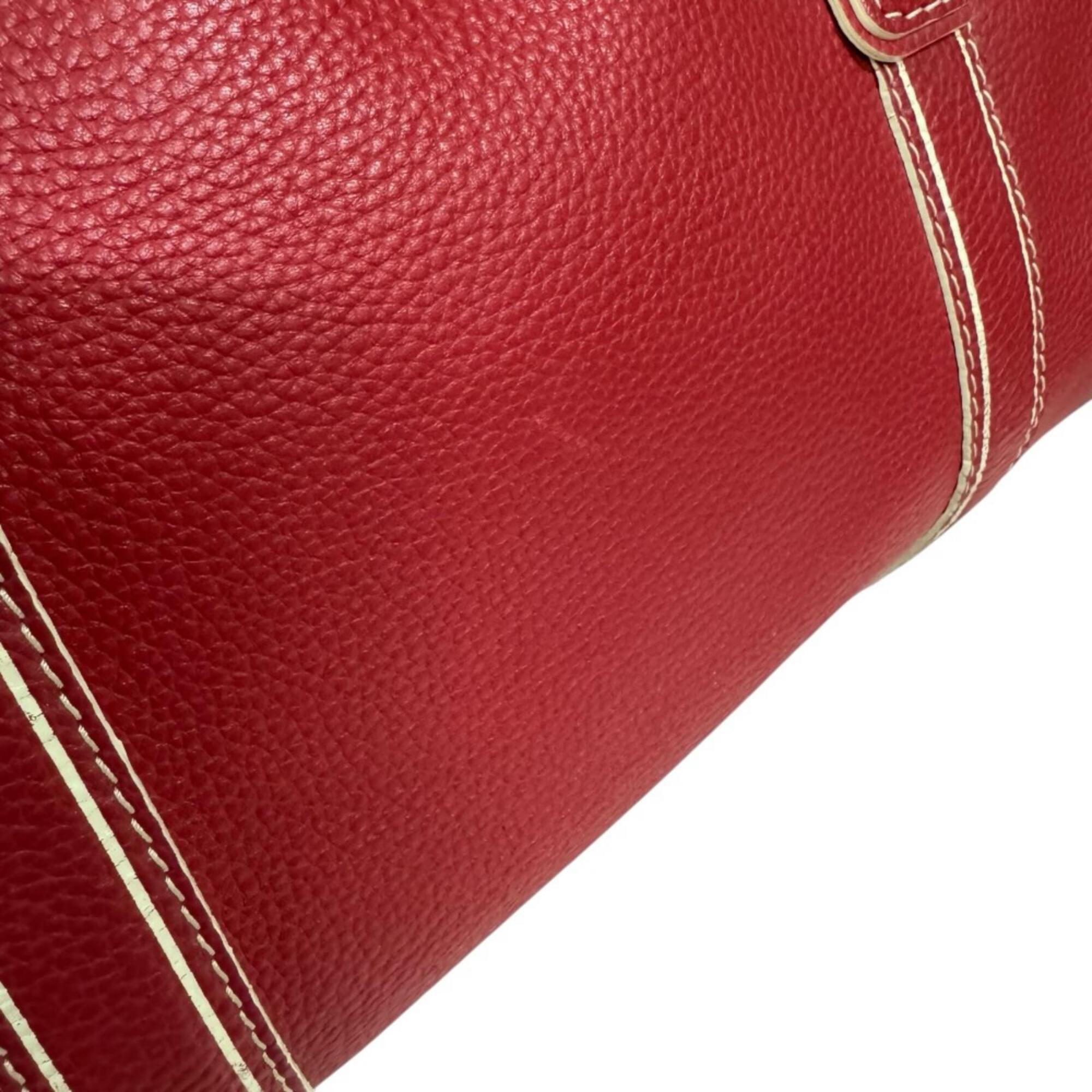 Louis Vuitton Red Color Leather Boston Bag (Pre-Owned)