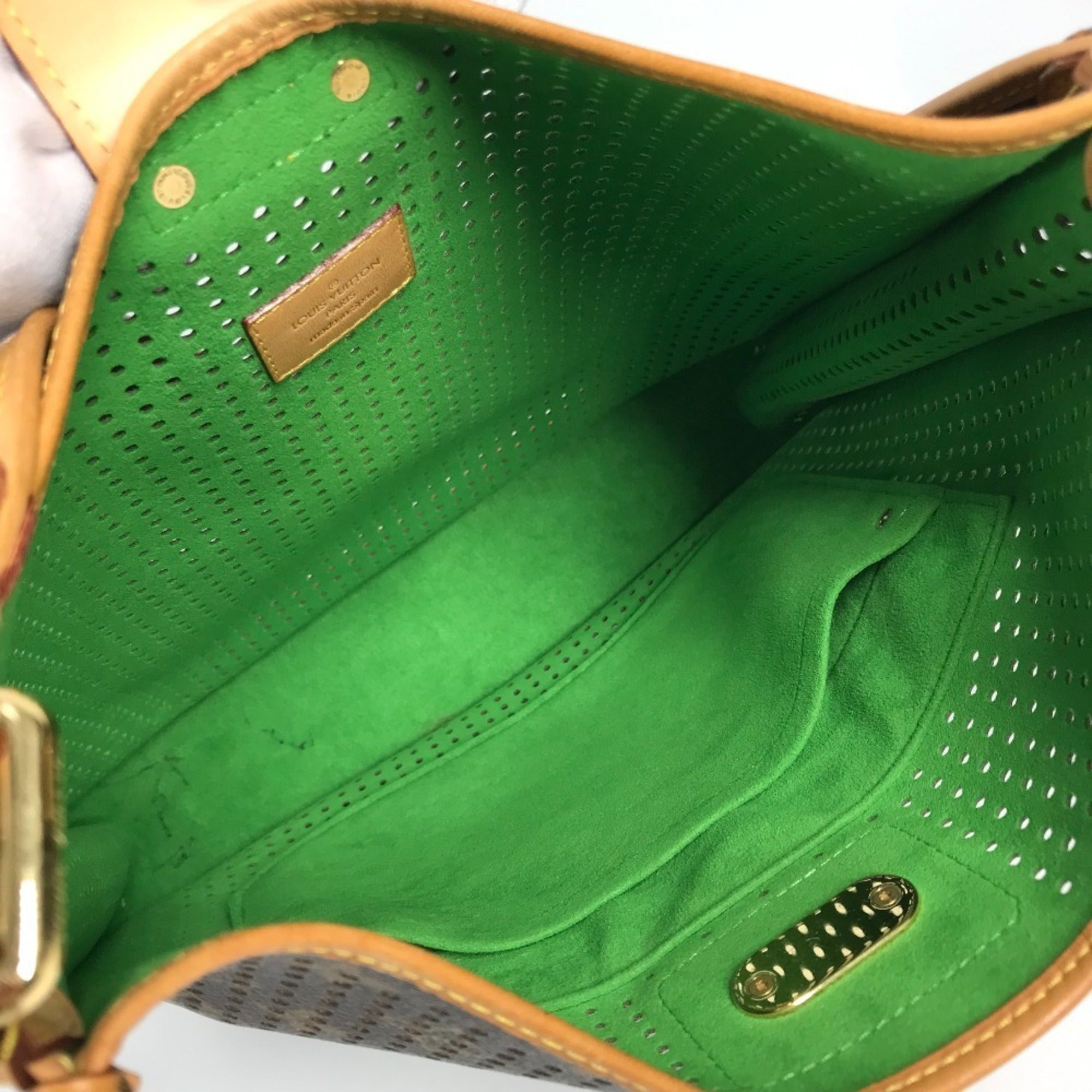 Louis Vuitton Brown Green Monogram Perforated Shoulder Bag (Pre-Owned)